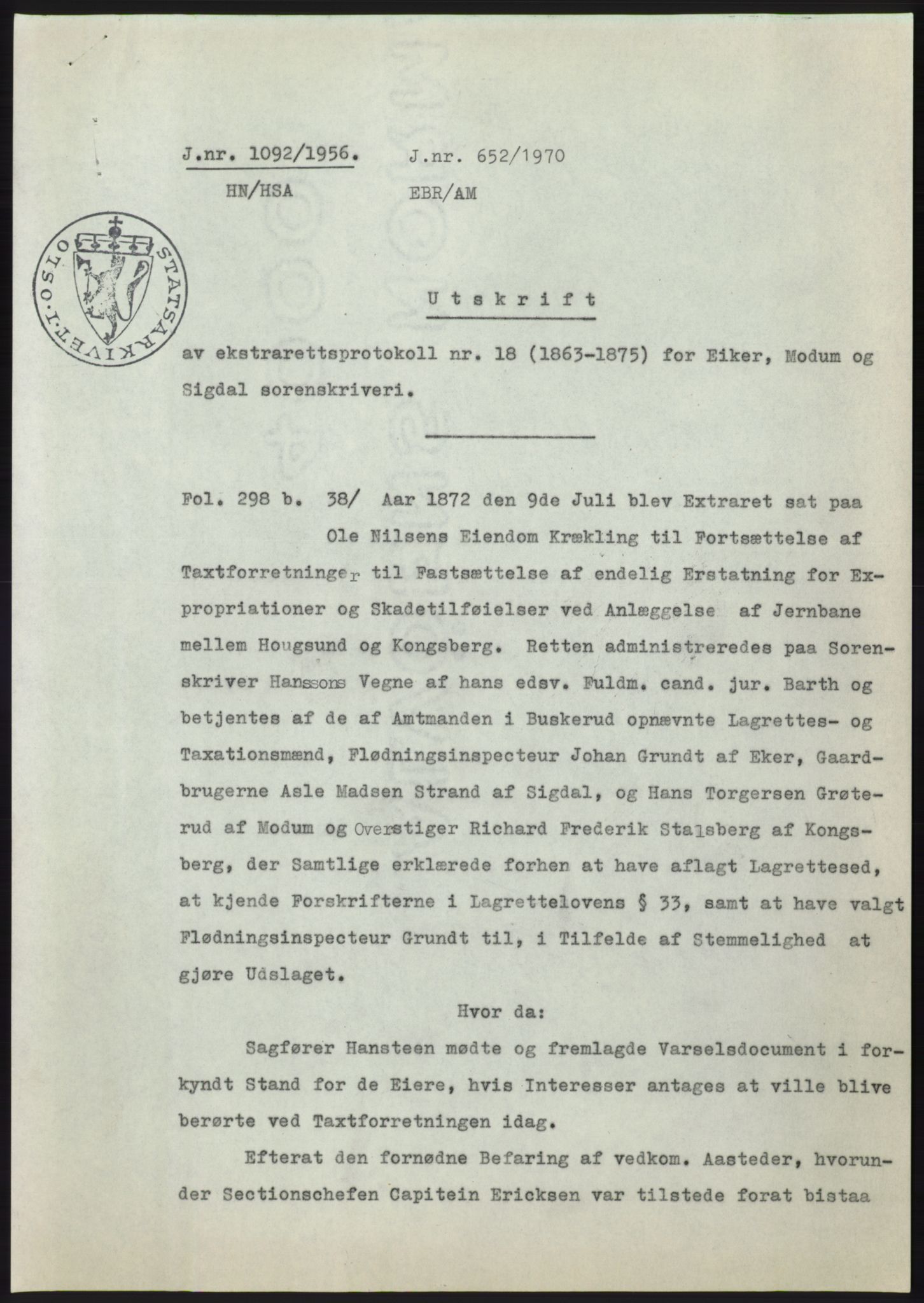 Statsarkivet i Kongsberg, SAKO/A-0001, 1956, p. 323