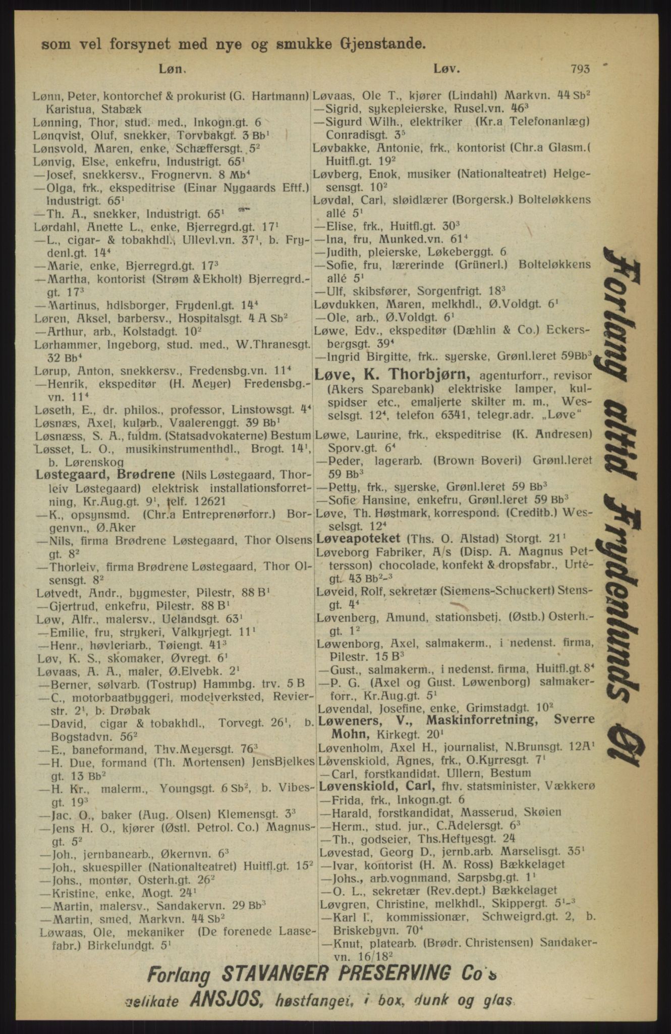 Kristiania/Oslo adressebok, PUBL/-, 1914, p. 793
