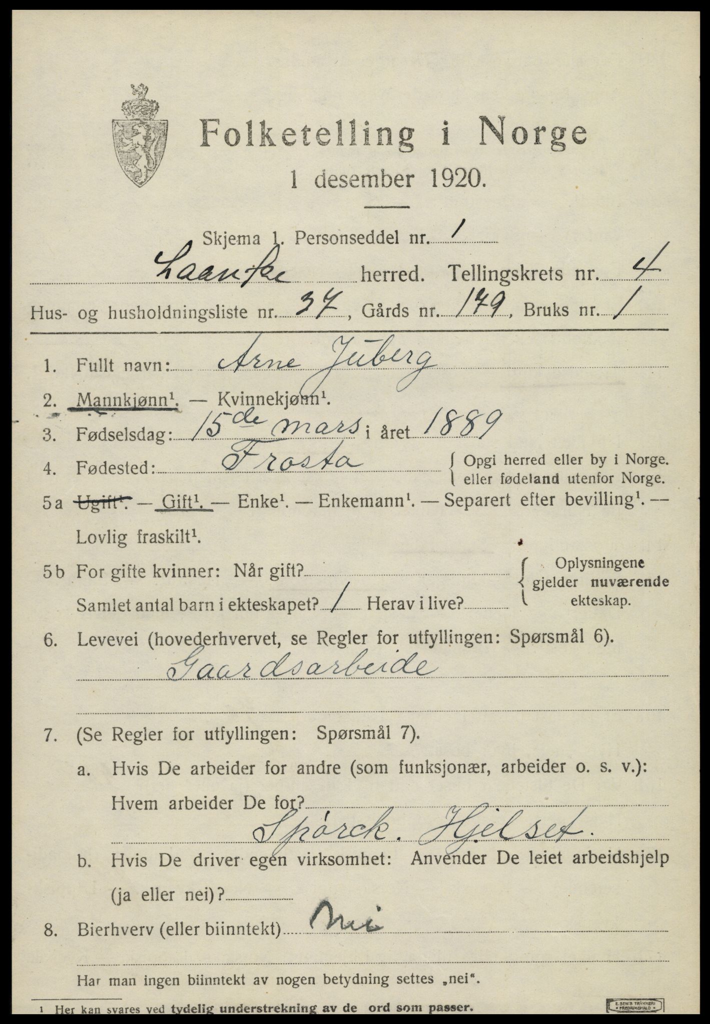 SAT, 1920 census for Lånke, 1920, p. 2750