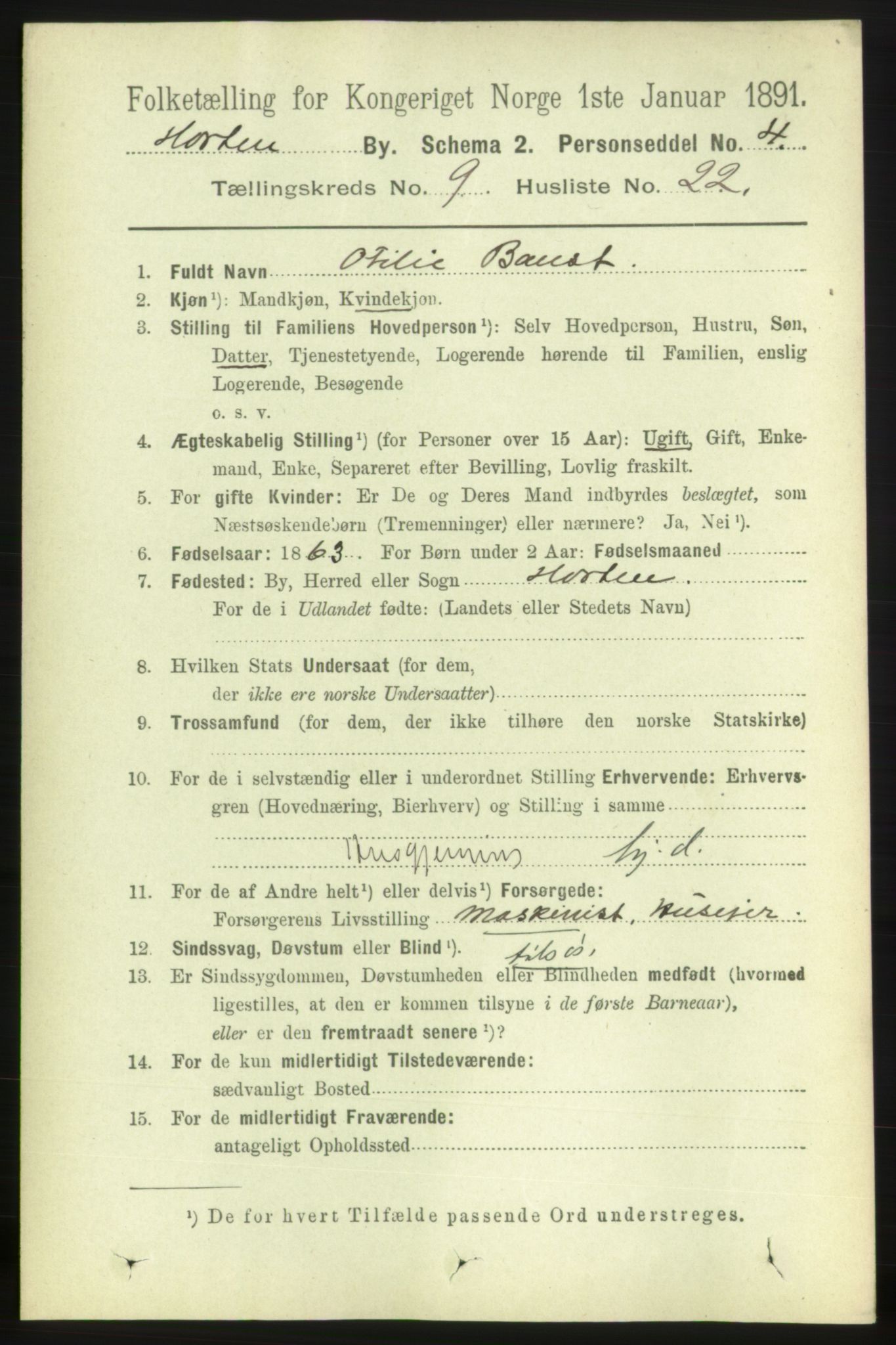 RA, 1891 census for 0703 Horten, 1891, p. 5753