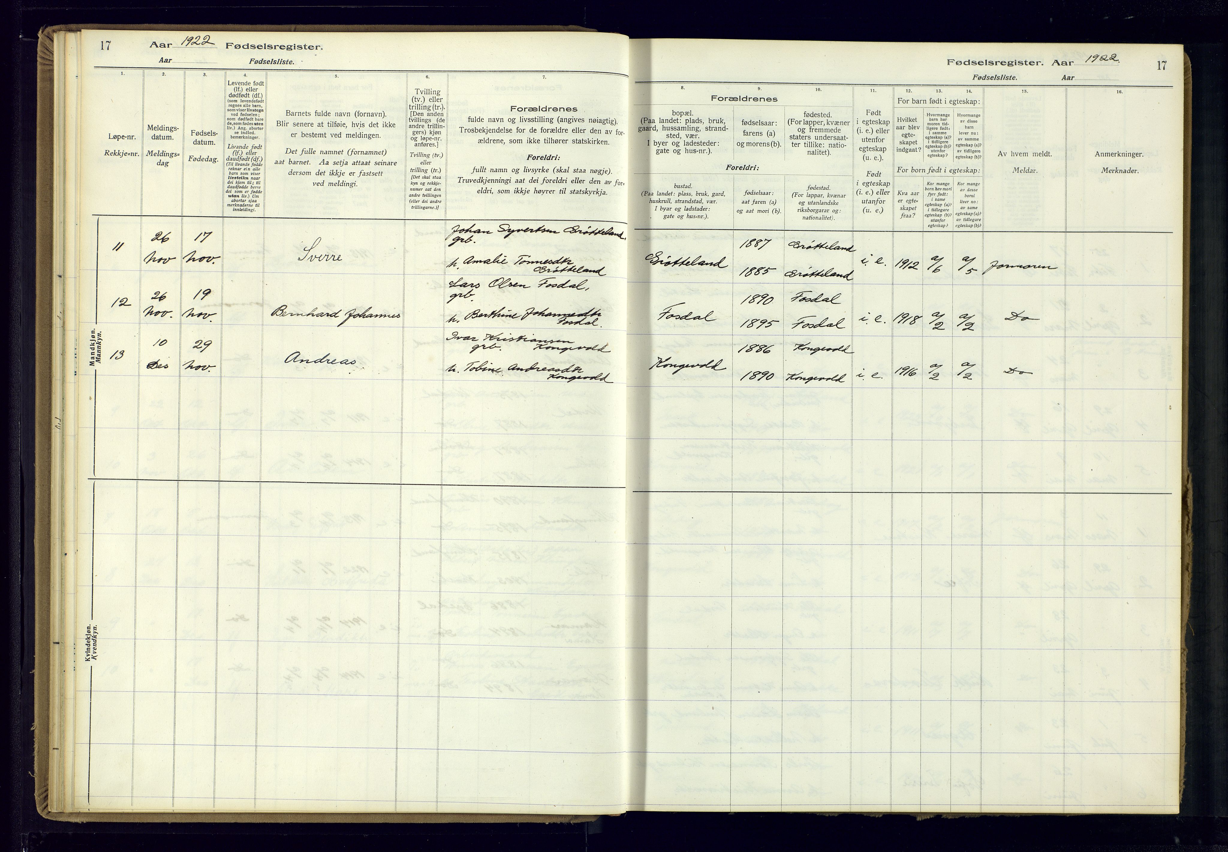 Bakke sokneprestkontor, AV/SAK-1111-0002/J/Ja/L0002: Birth register no. A-VI-19, 1916-1982, p. 17