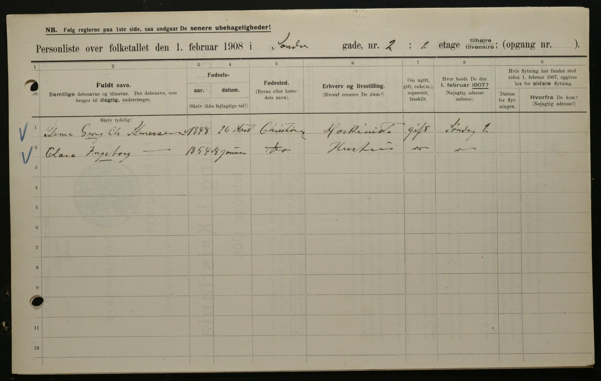 OBA, Municipal Census 1908 for Kristiania, 1908, p. 95549