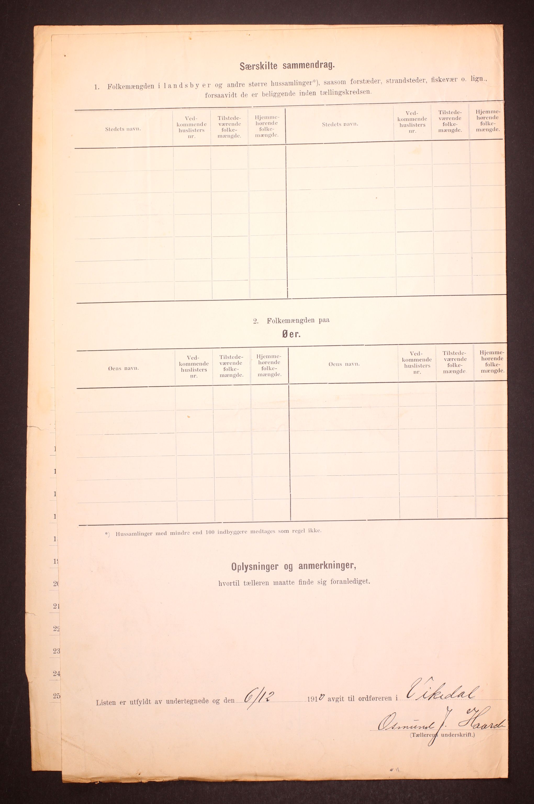 RA, 1910 census for Vikedal, 1910, p. 6