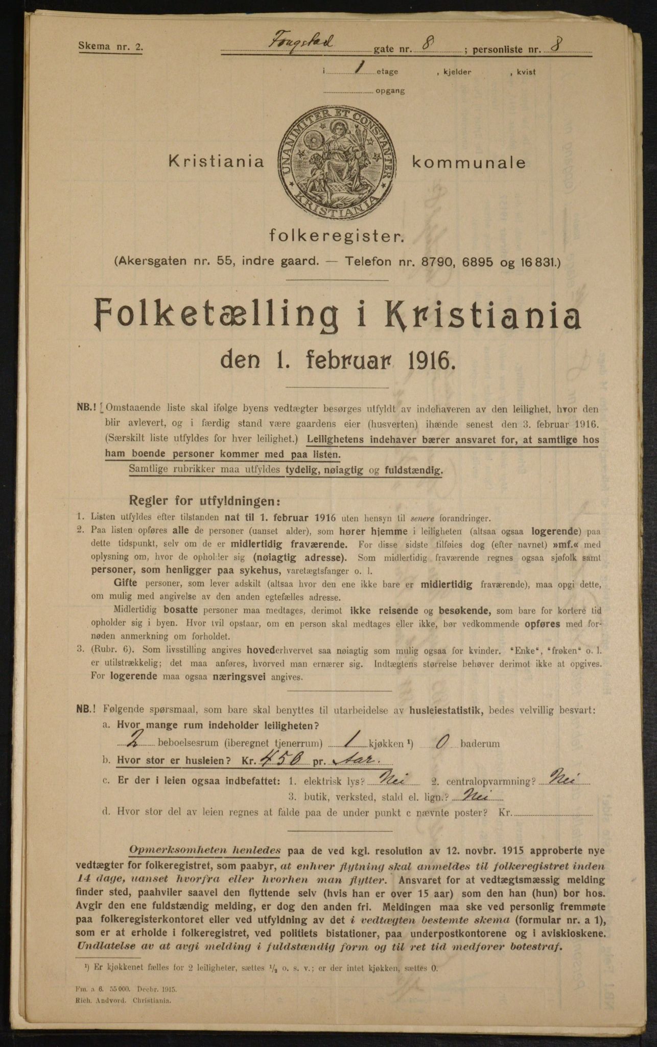 OBA, Municipal Census 1916 for Kristiania, 1916, p. 25695