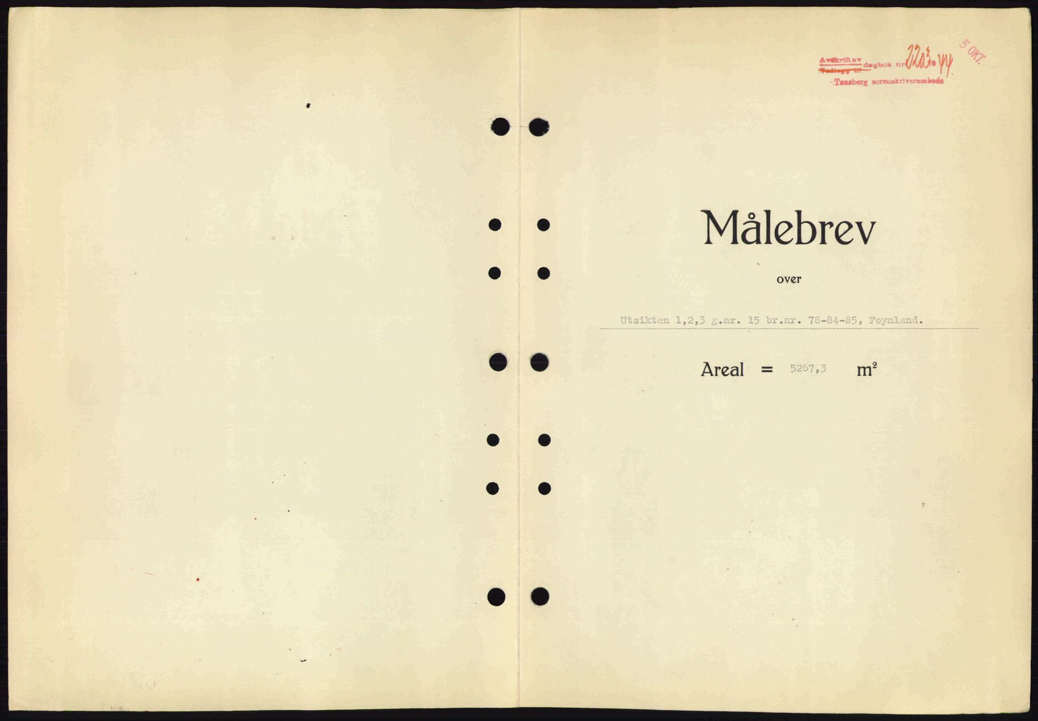 Tønsberg sorenskriveri, AV/SAKO-A-130/G/Ga/Gaa/L0016: Mortgage book no. A16, 1944-1945, Diary no: : 2203/1944