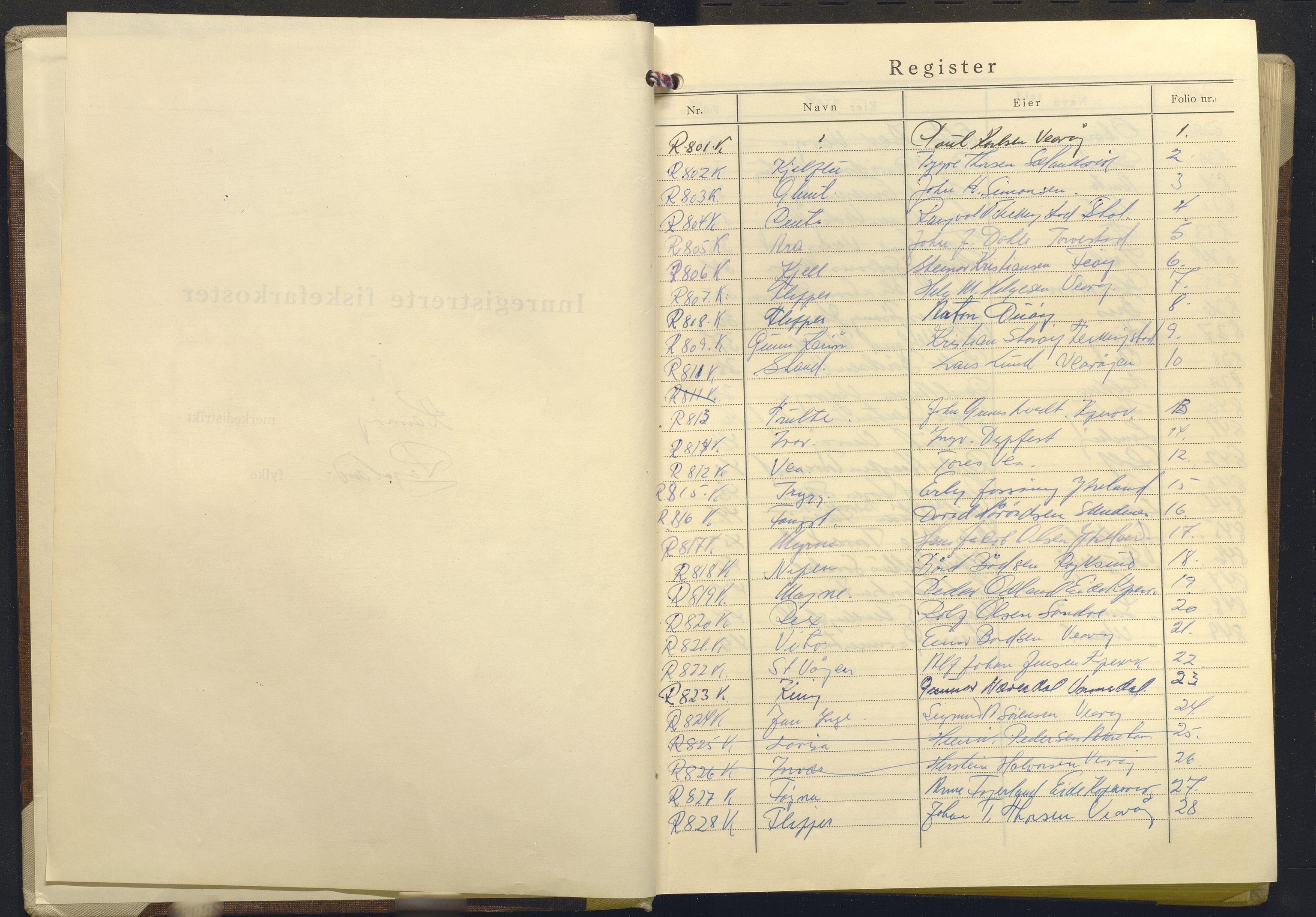 Fiskeridirektoratet - 1 Adm. ledelse - 13 Båtkontoret, AV/SAB-A-2003/I/Ia/Iai/L0055: 135.0920/3 Merkeprotokoll - Karmøy, 1964-1969
