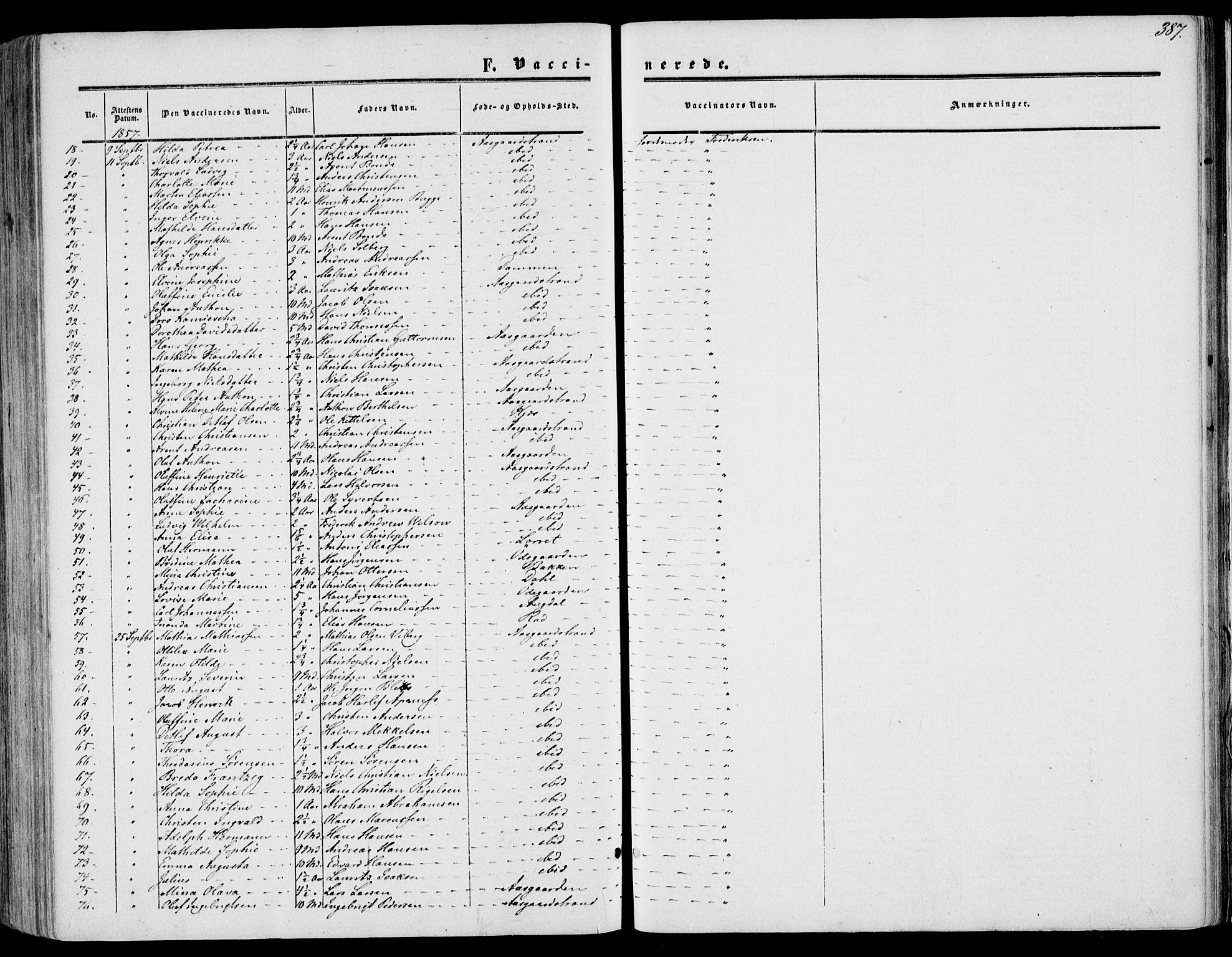 Borre kirkebøker, SAKO/A-338/F/Fa/L0006: Parish register (official) no. I 6, 1852-1862, p. 387