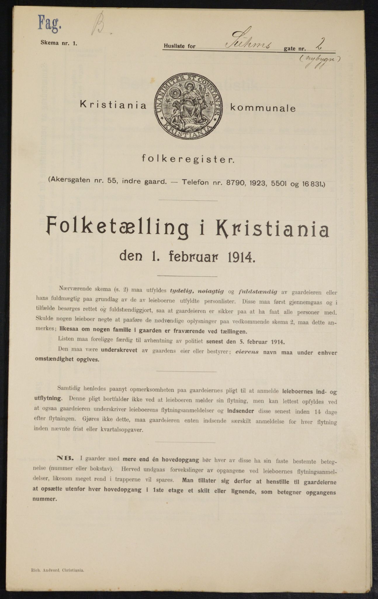 OBA, Municipal Census 1914 for Kristiania, 1914, p. 105288