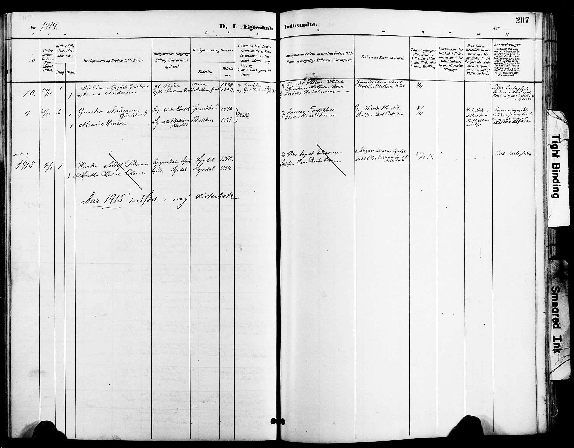 Sør-Audnedal sokneprestkontor, AV/SAK-1111-0039/F/Fb/Fbb/L0006: Parish register (copy) no. B 6, 1893-1915, p. 207