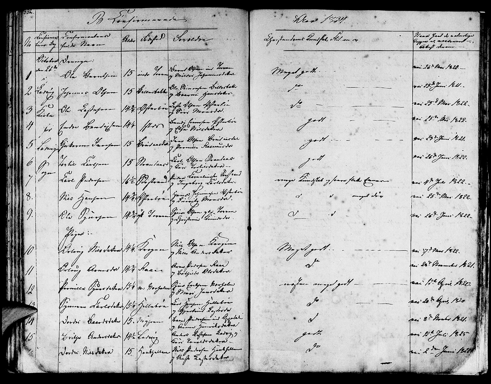 Lavik sokneprestembete, AV/SAB-A-80901: Parish register (official) no. A 2I, 1821-1842, p. 332