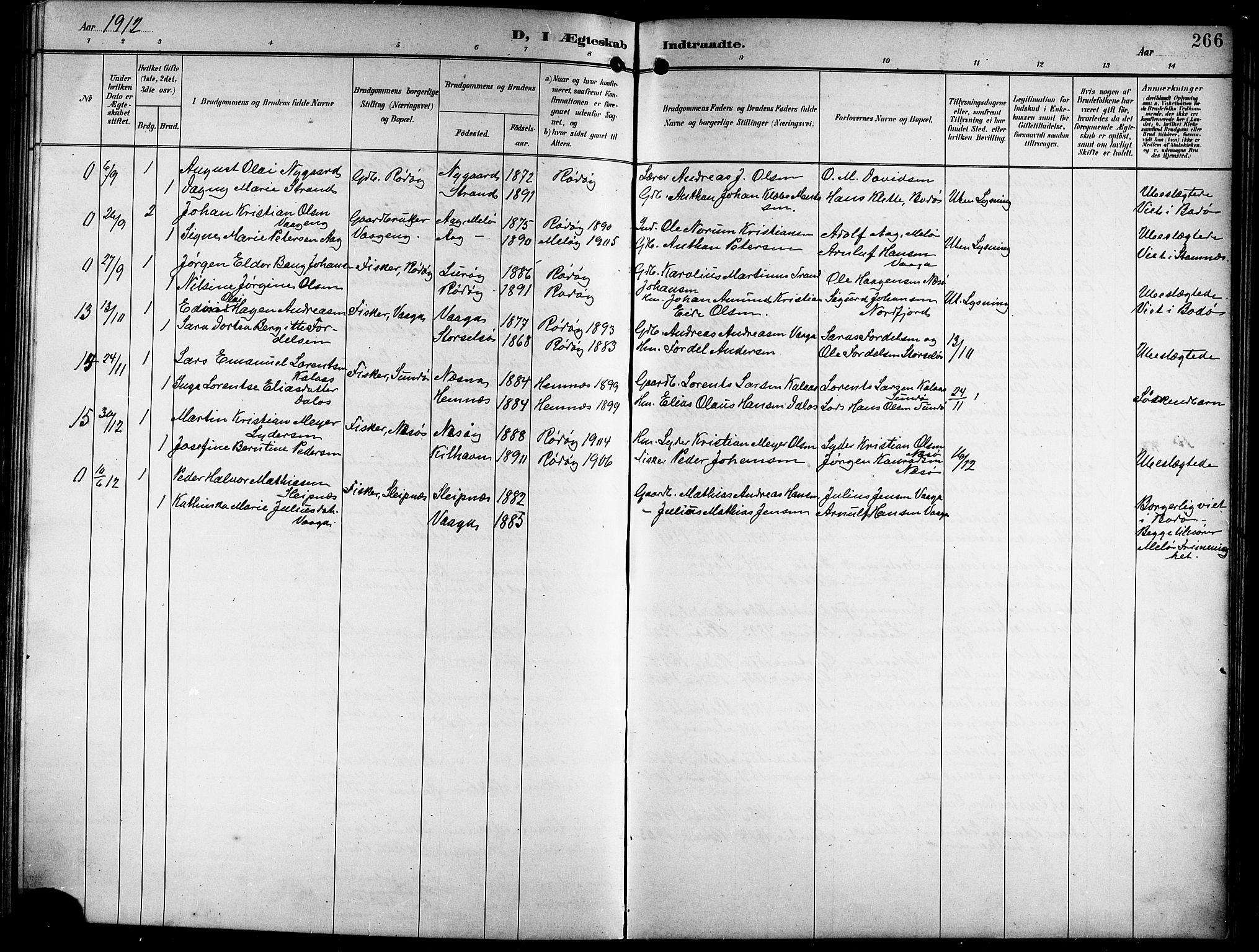 Ministerialprotokoller, klokkerbøker og fødselsregistre - Nordland, AV/SAT-A-1459/841/L0621: Parish register (copy) no. 841C05, 1897-1923, p. 266