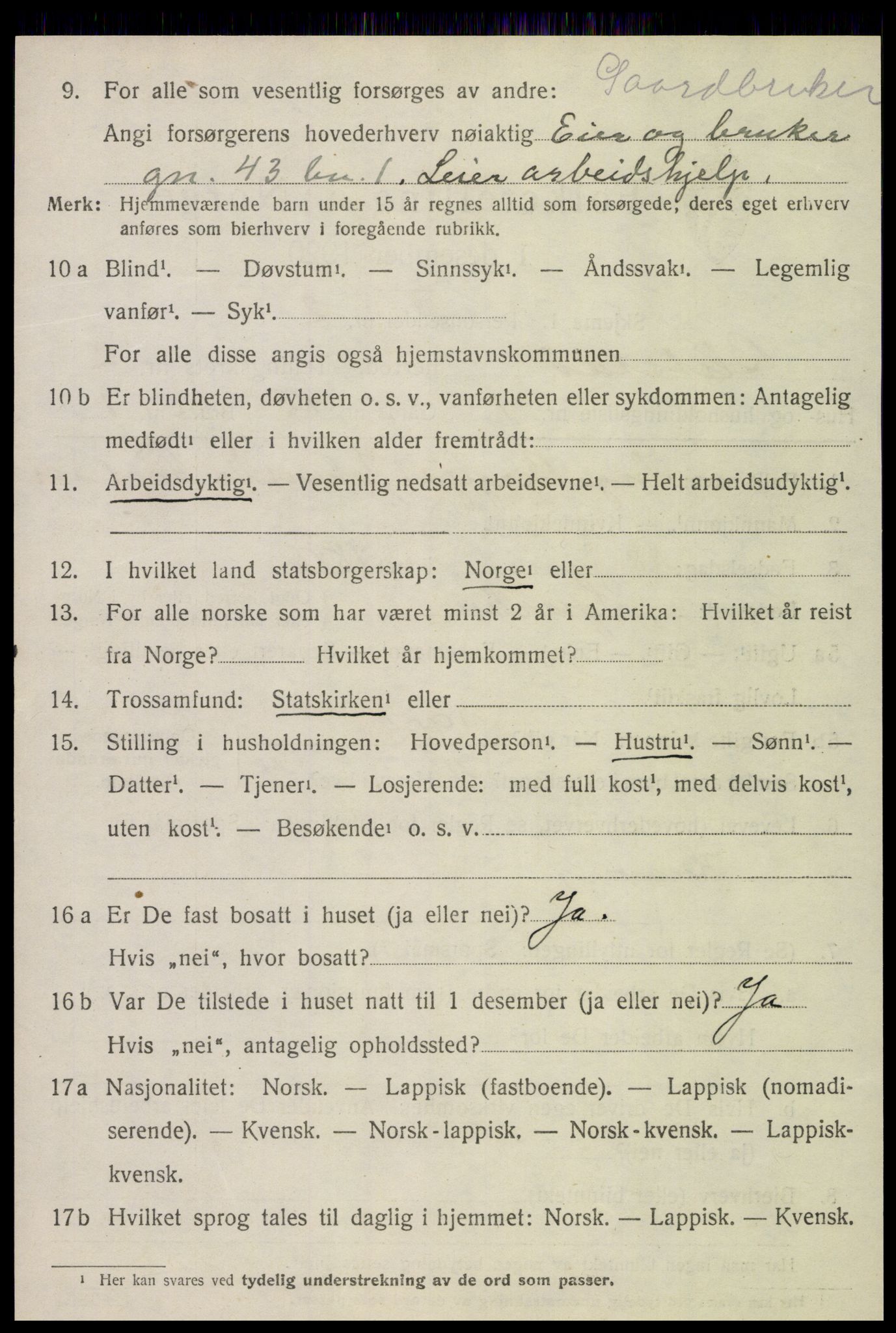 SAT, 1920 census for Beitstad, 1920, p. 1422