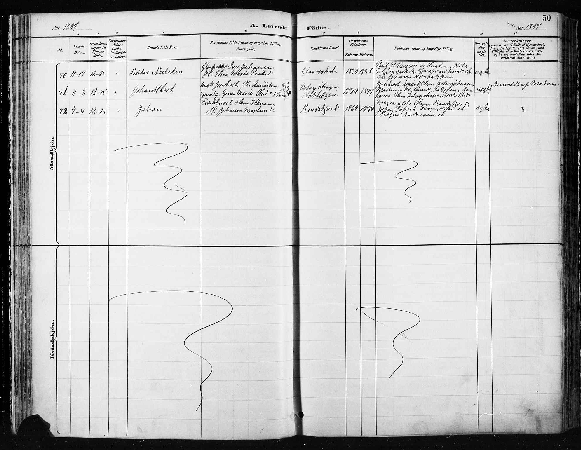 Jevnaker prestekontor, SAH/PREST-116/H/Ha/Haa/L0009: Parish register (official) no. 9, 1891-1901, p. 50