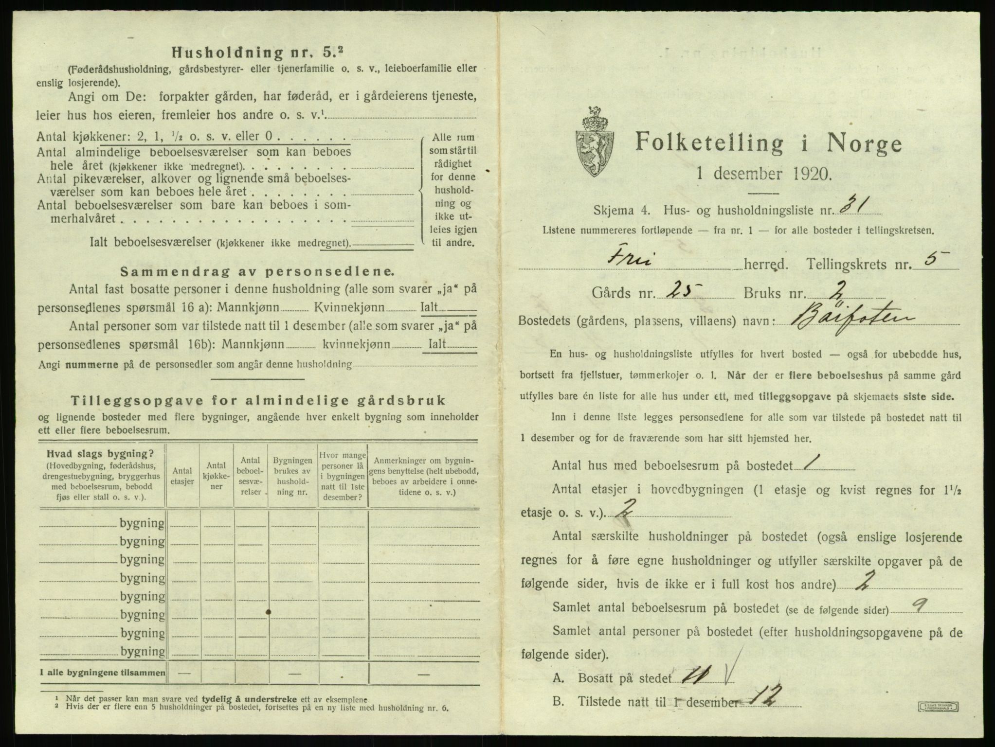 SAT, 1920 census for Frei, 1920, p. 473