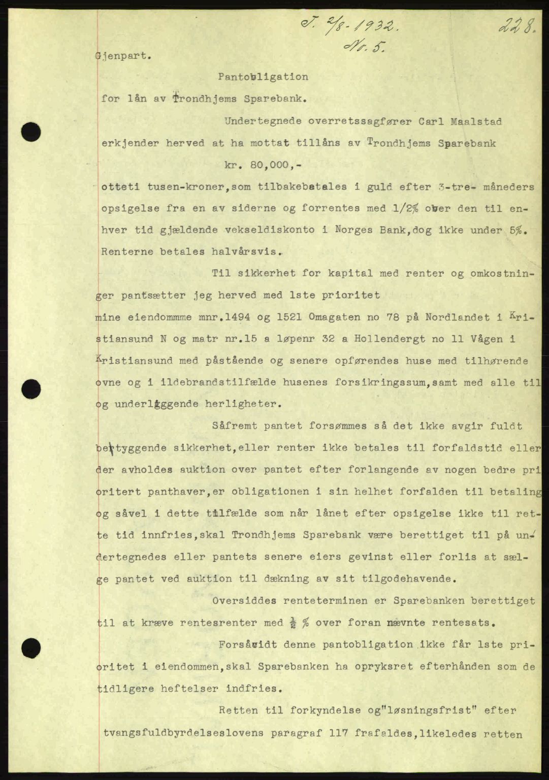 Kristiansund byfogd, AV/SAT-A-4587/A/27: Mortgage book no. 26, 1931-1933, Deed date: 02.08.1932