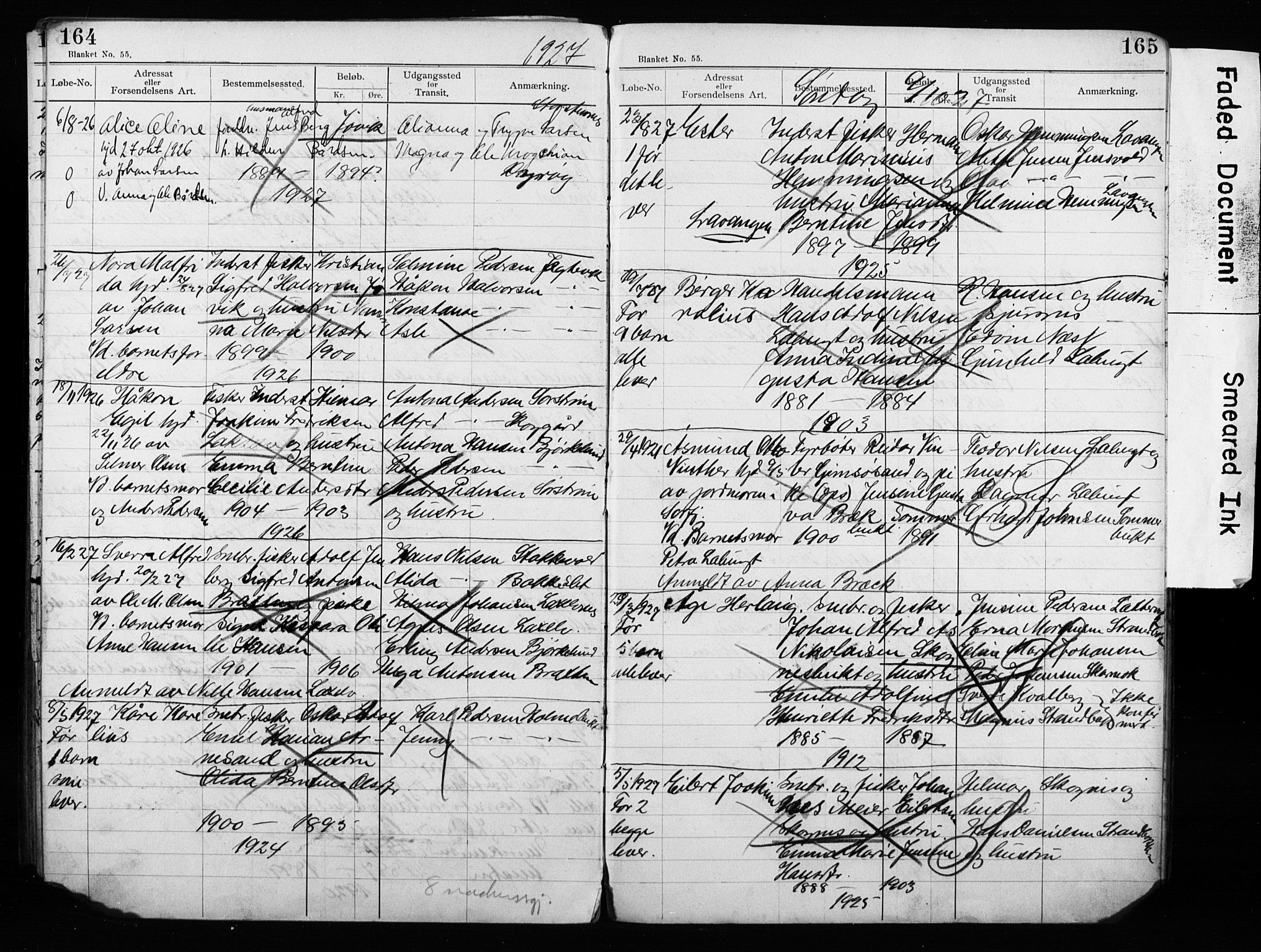 Lyngen sokneprestembete, AV/SATØ-S-1289/H/Ha/L0052/0002: Baptism register no. 52.2, 1915-1928, p. 164-165