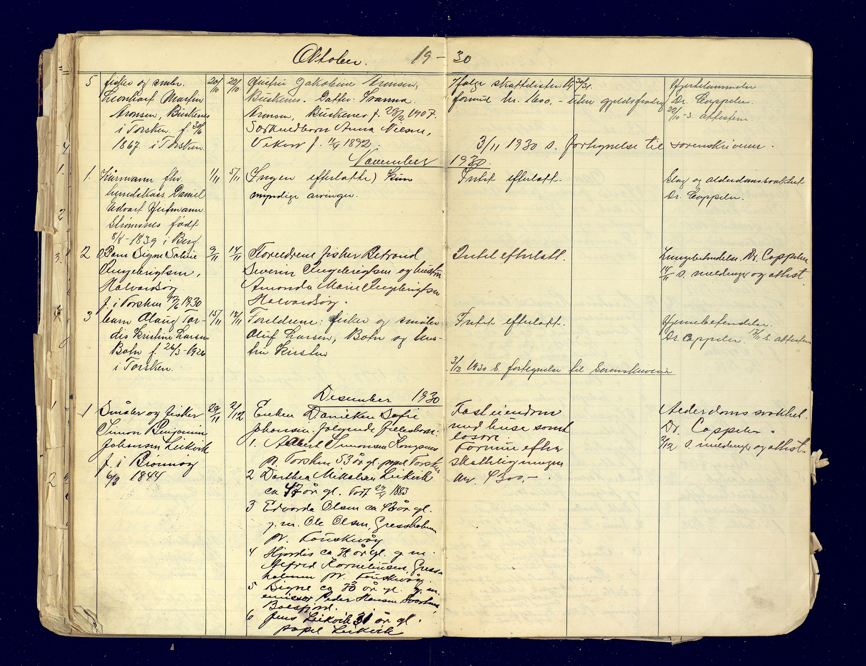 Berg og Torsken lensmannskontor, AV/SATØ-S-1274/F/Fj/Fja/L0152: Dødsfallsprotokoll, 1903-1931