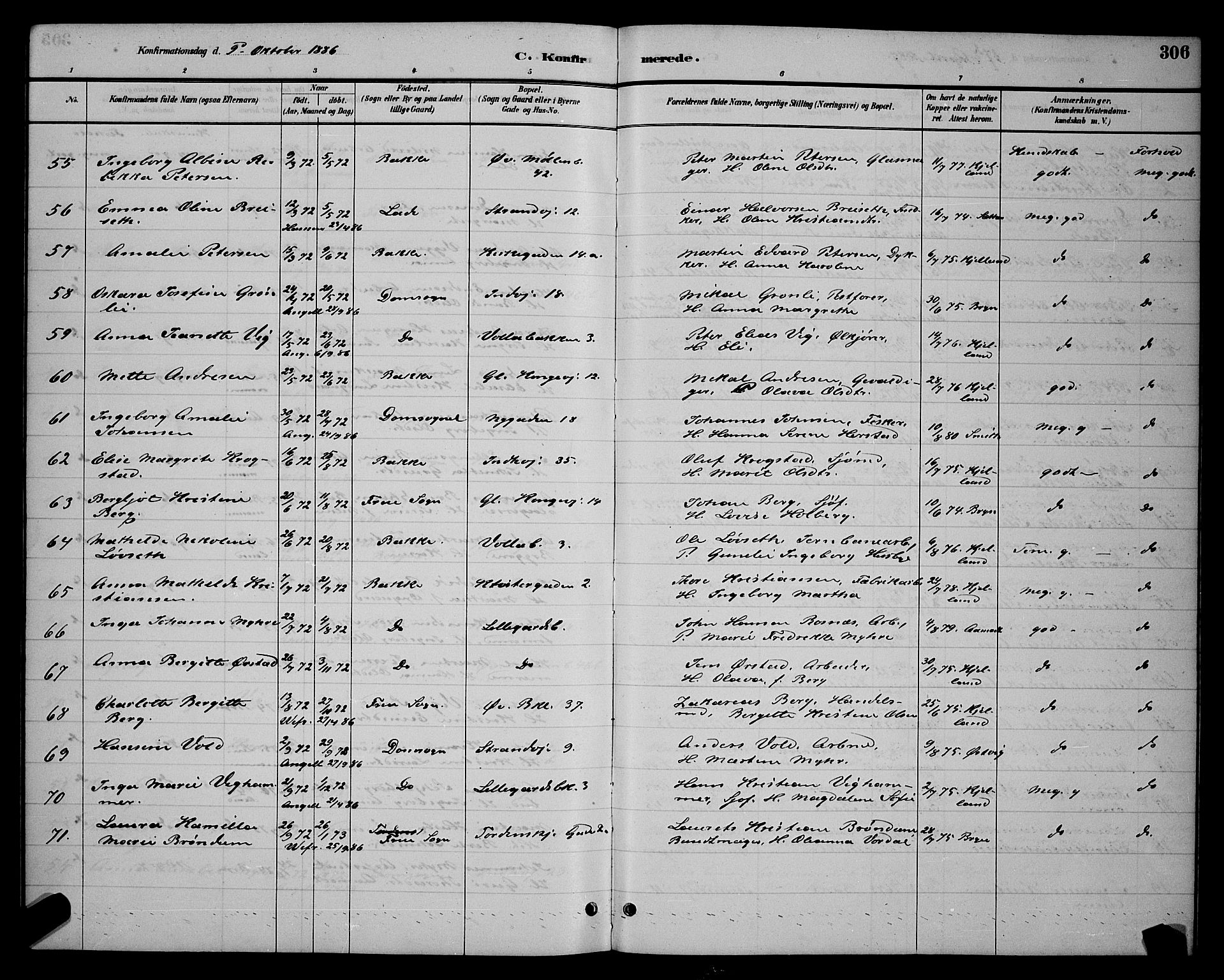 Ministerialprotokoller, klokkerbøker og fødselsregistre - Sør-Trøndelag, SAT/A-1456/604/L0222: Parish register (copy) no. 604C05, 1886-1895, p. 306