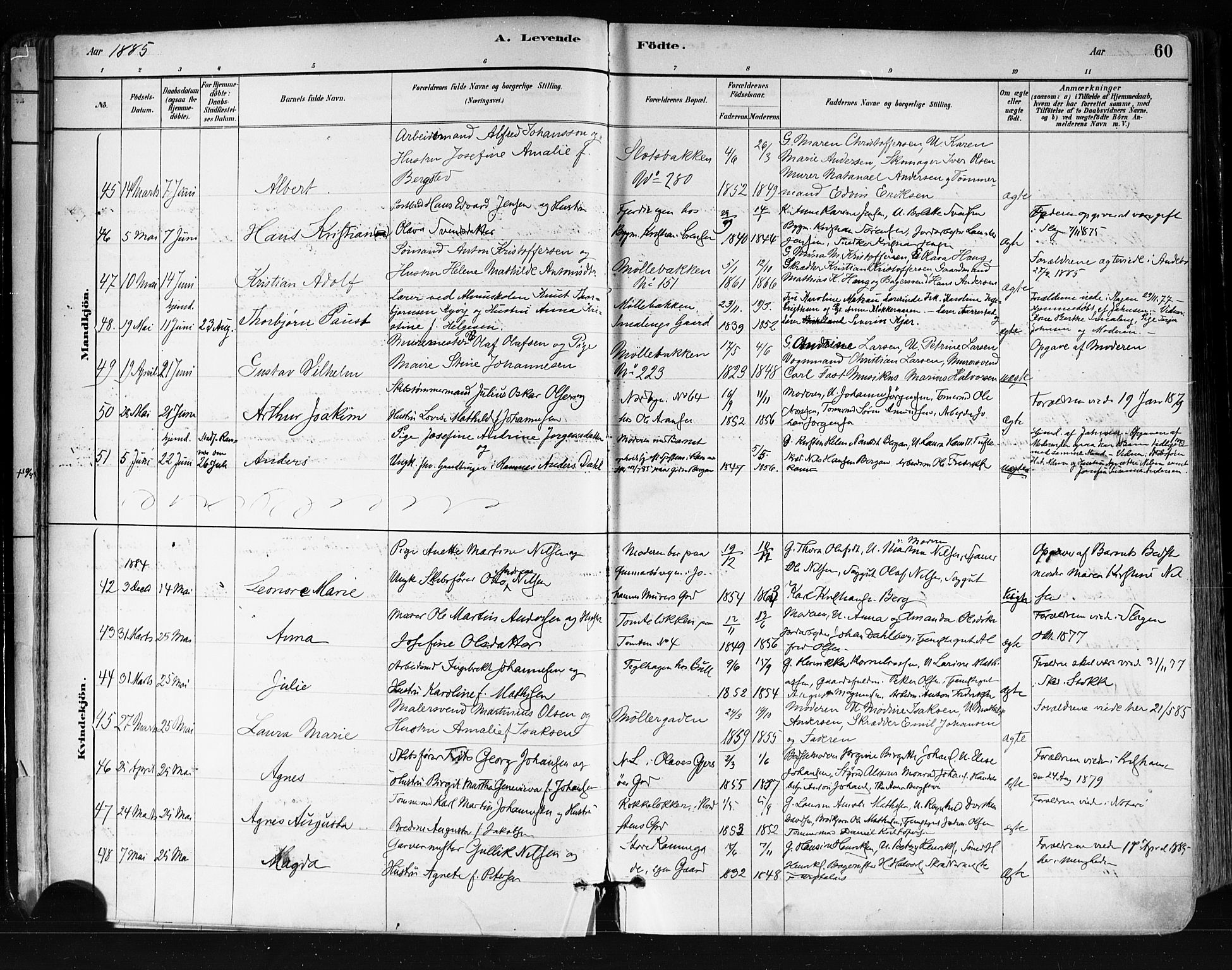 Tønsberg kirkebøker, AV/SAKO-A-330/F/Fa/L0011: Parish register (official) no. I 11, 1881-1890, p. 60