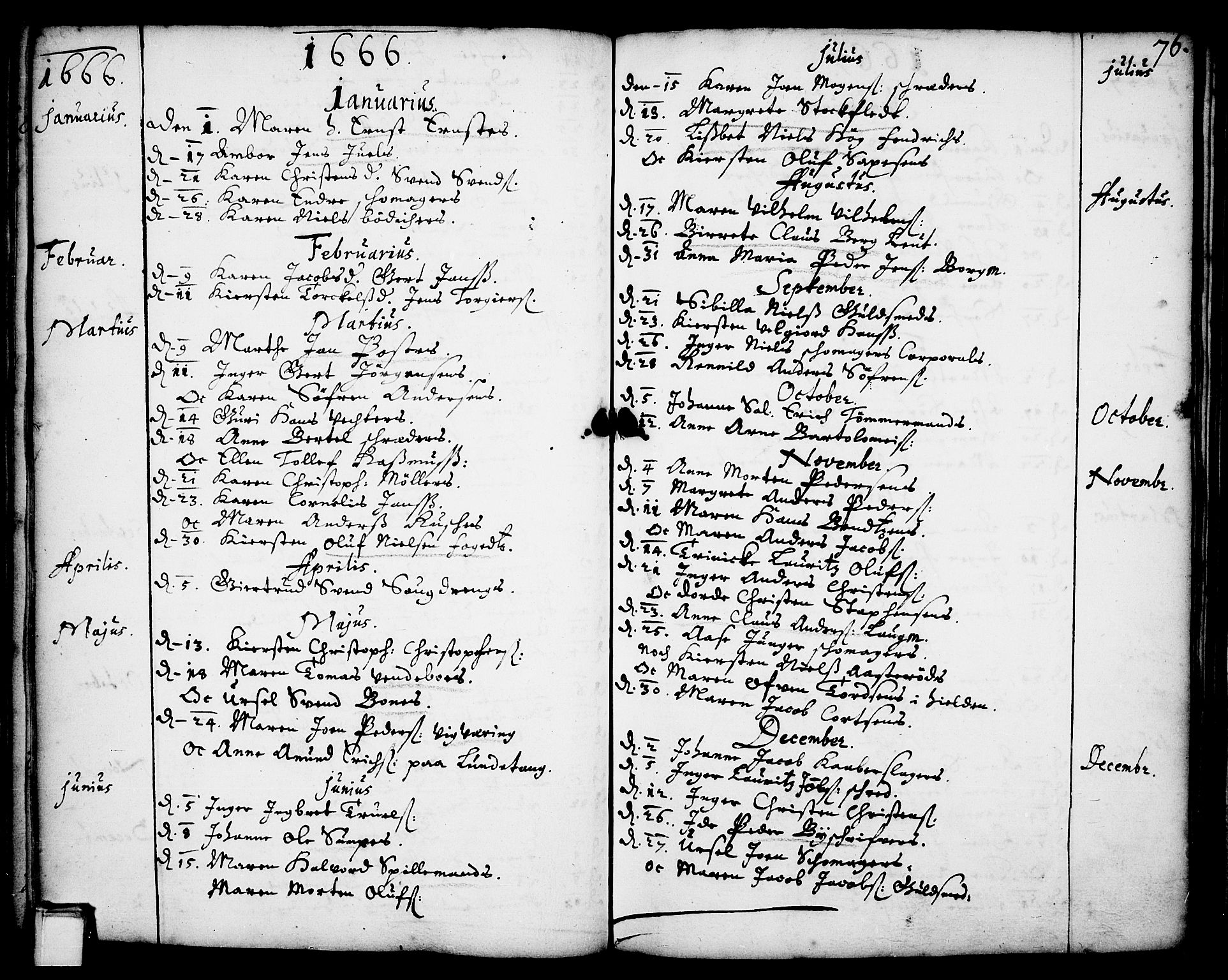 Skien kirkebøker, SAKO/A-302/F/Fa/L0001: Parish register (official) no. 1, 1659-1679, p. 76