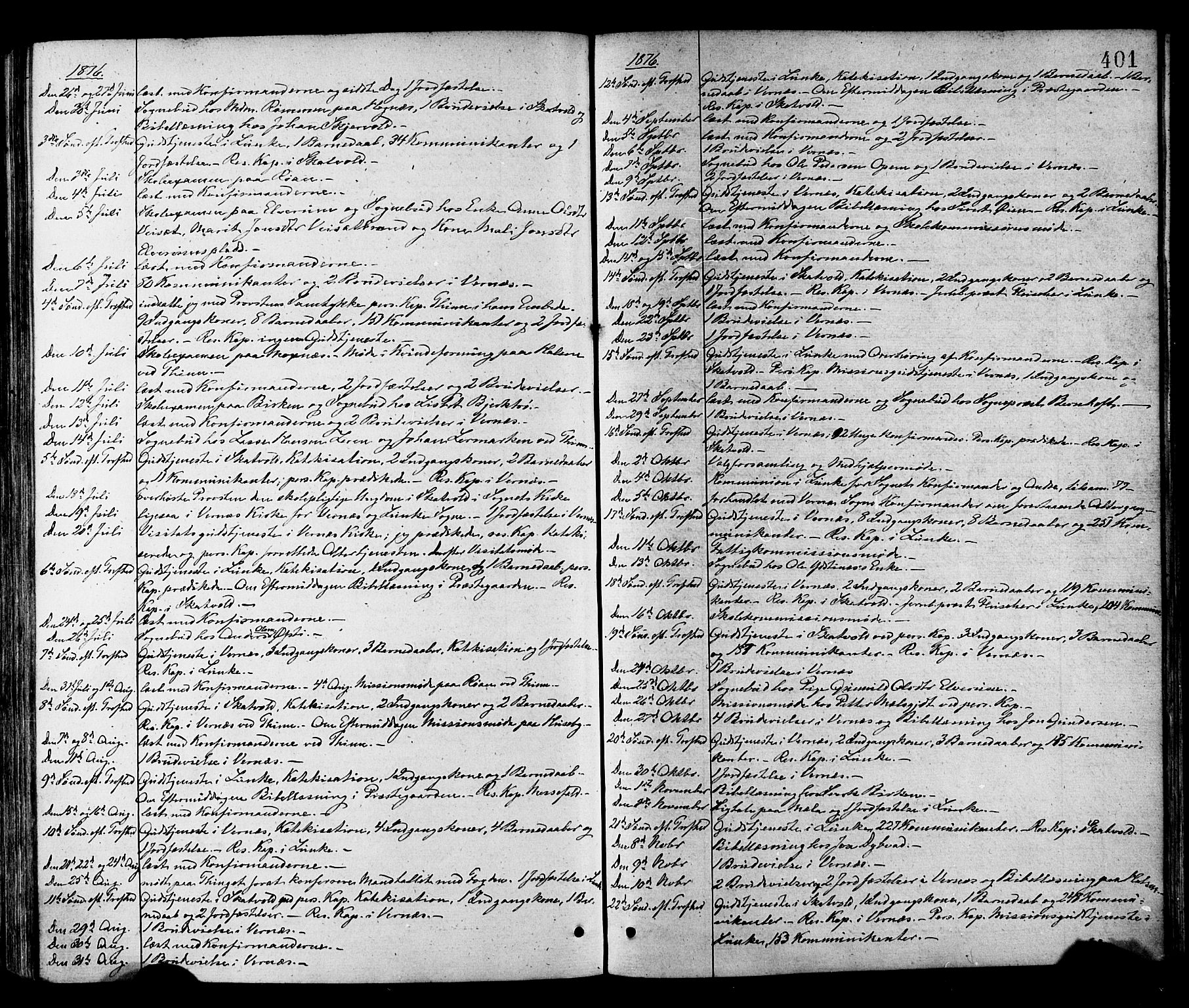 Ministerialprotokoller, klokkerbøker og fødselsregistre - Nord-Trøndelag, SAT/A-1458/709/L0076: Parish register (official) no. 709A16, 1871-1879, p. 401