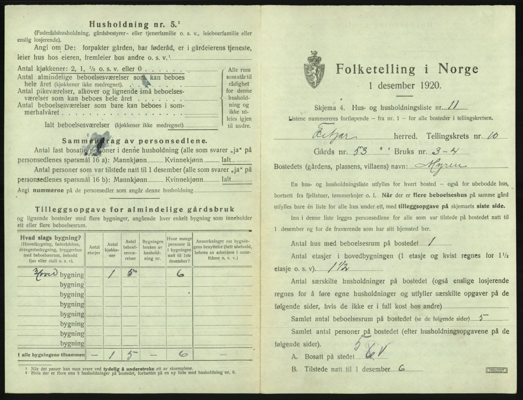 SAB, 1920 census for Fitjar, 1920, p. 589