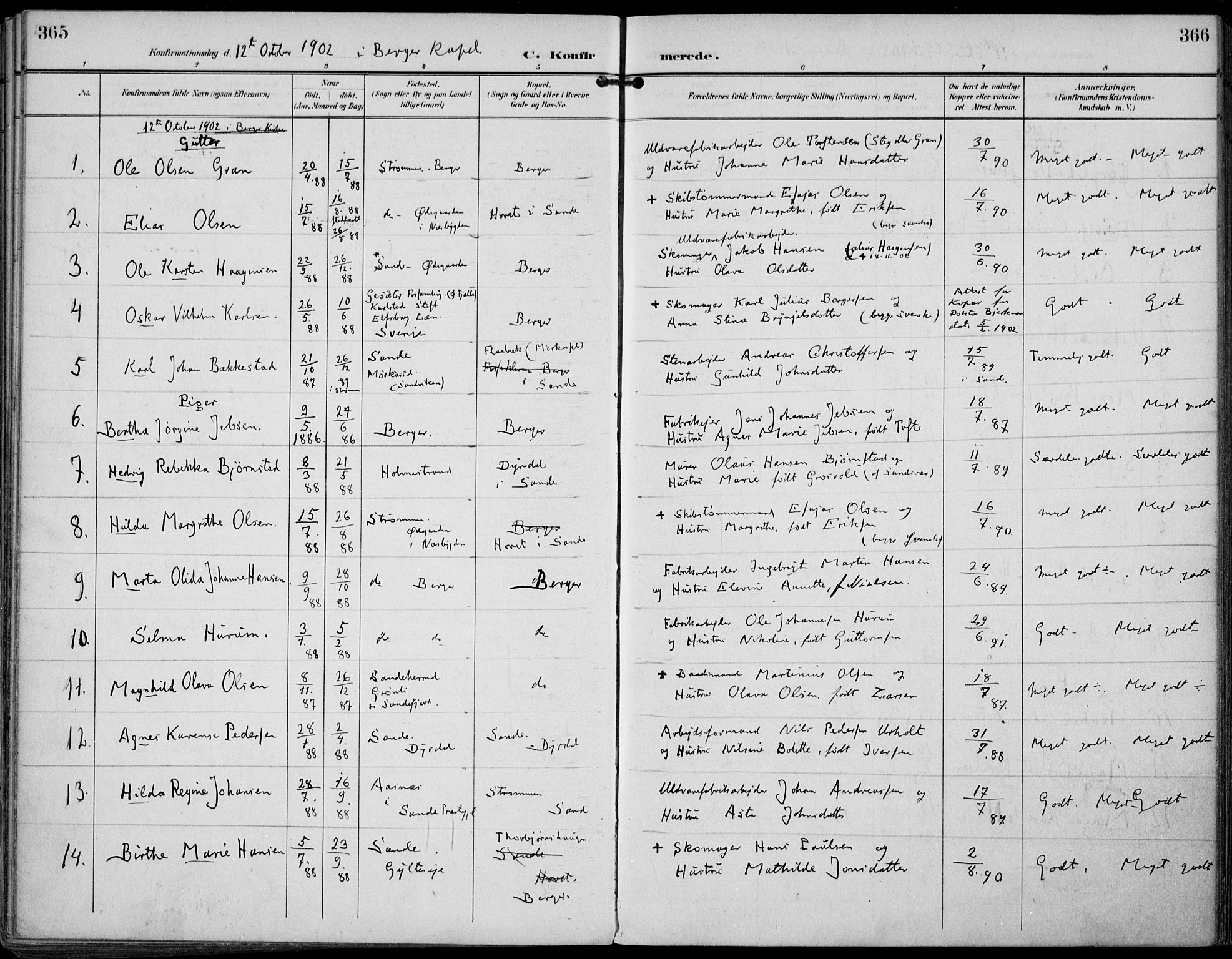 Strømm kirkebøker, AV/SAKO-A-322/F/Fa/L0005: Parish register (official) no. I 5, 1898-1919, p. 365-366