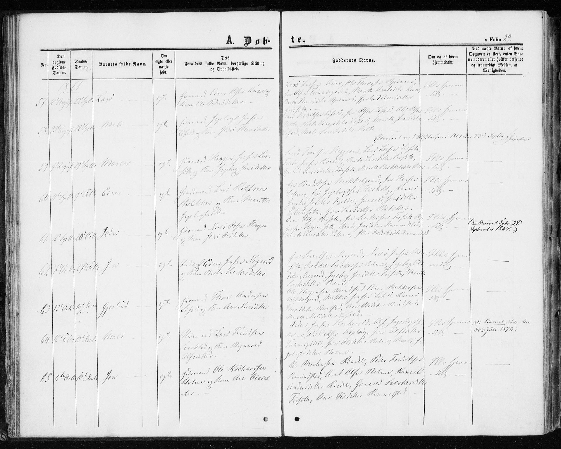 Ministerialprotokoller, klokkerbøker og fødselsregistre - Møre og Romsdal, AV/SAT-A-1454/598/L1067: Parish register (official) no. 598A01, 1858-1871, p. 29