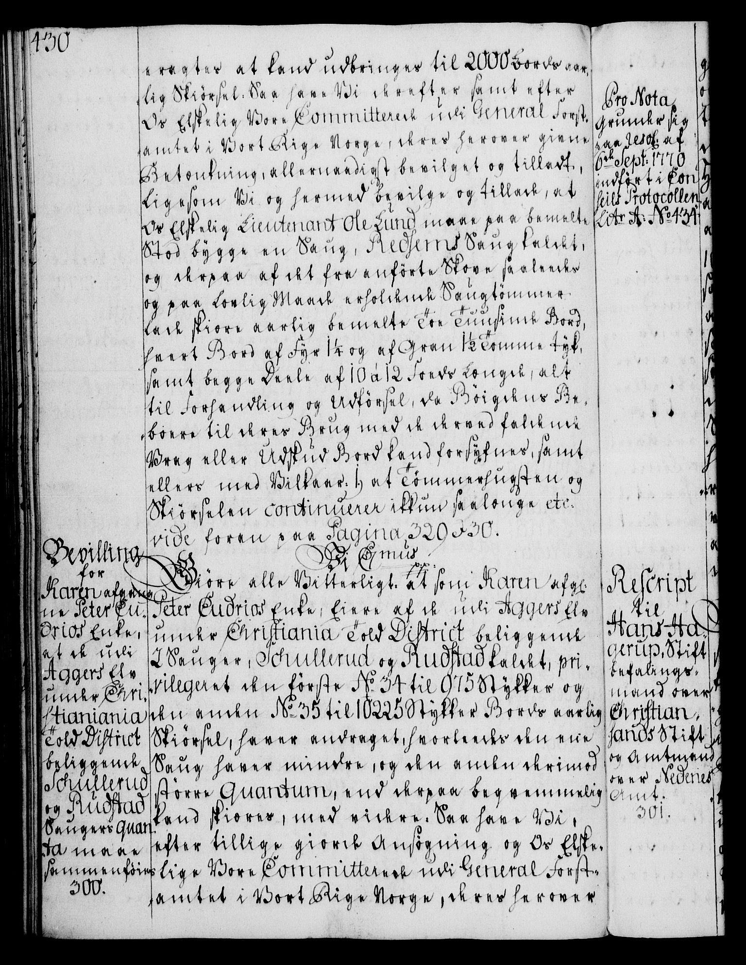 Rentekammeret, Kammerkanselliet, AV/RA-EA-3111/G/Gg/Gga/L0008: Norsk ekspedisjonsprotokoll med register (merket RK 53.8), 1768-1771, p. 430