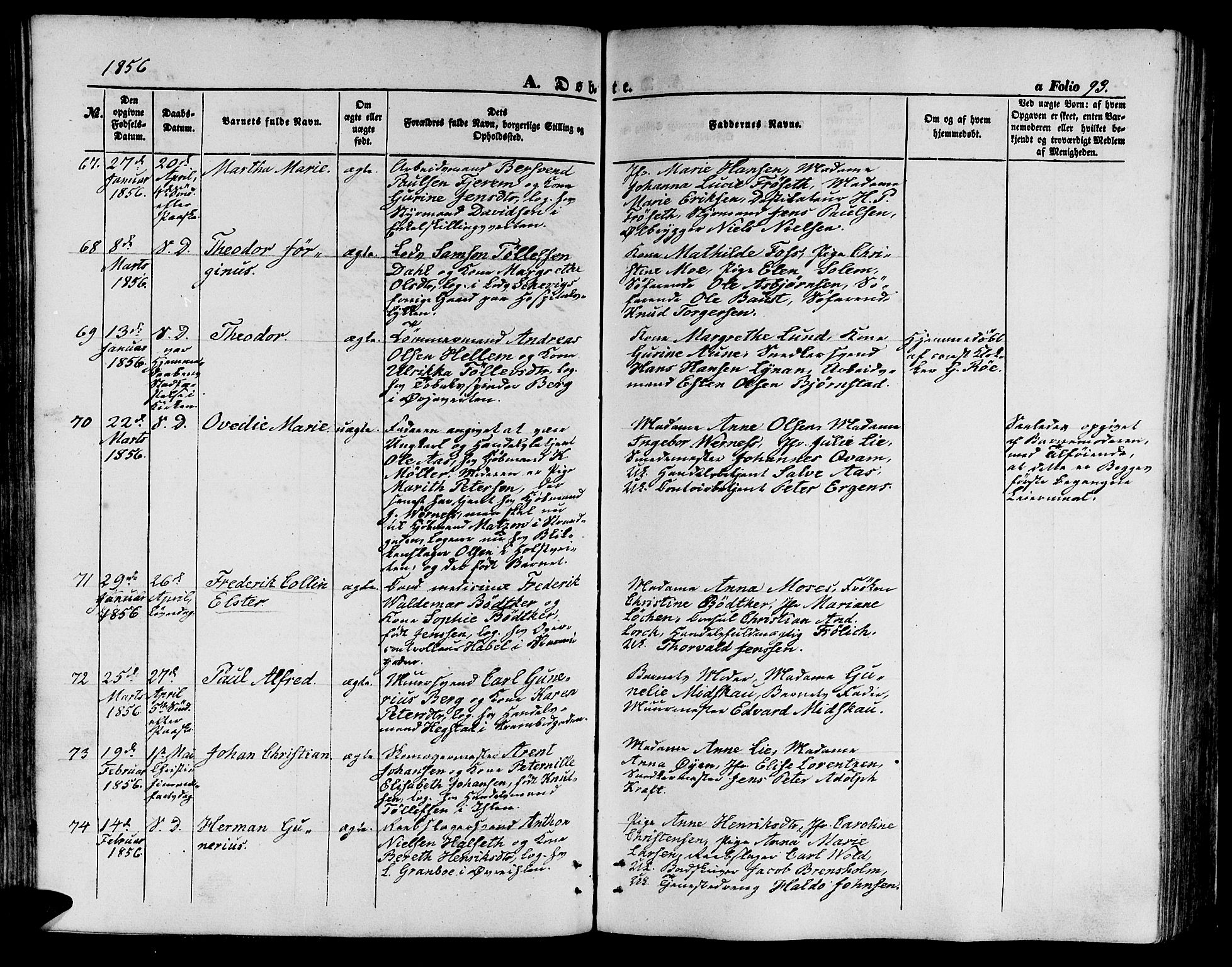 Ministerialprotokoller, klokkerbøker og fødselsregistre - Sør-Trøndelag, SAT/A-1456/602/L0138: Parish register (copy) no. 602C06, 1853-1858, p. 93
