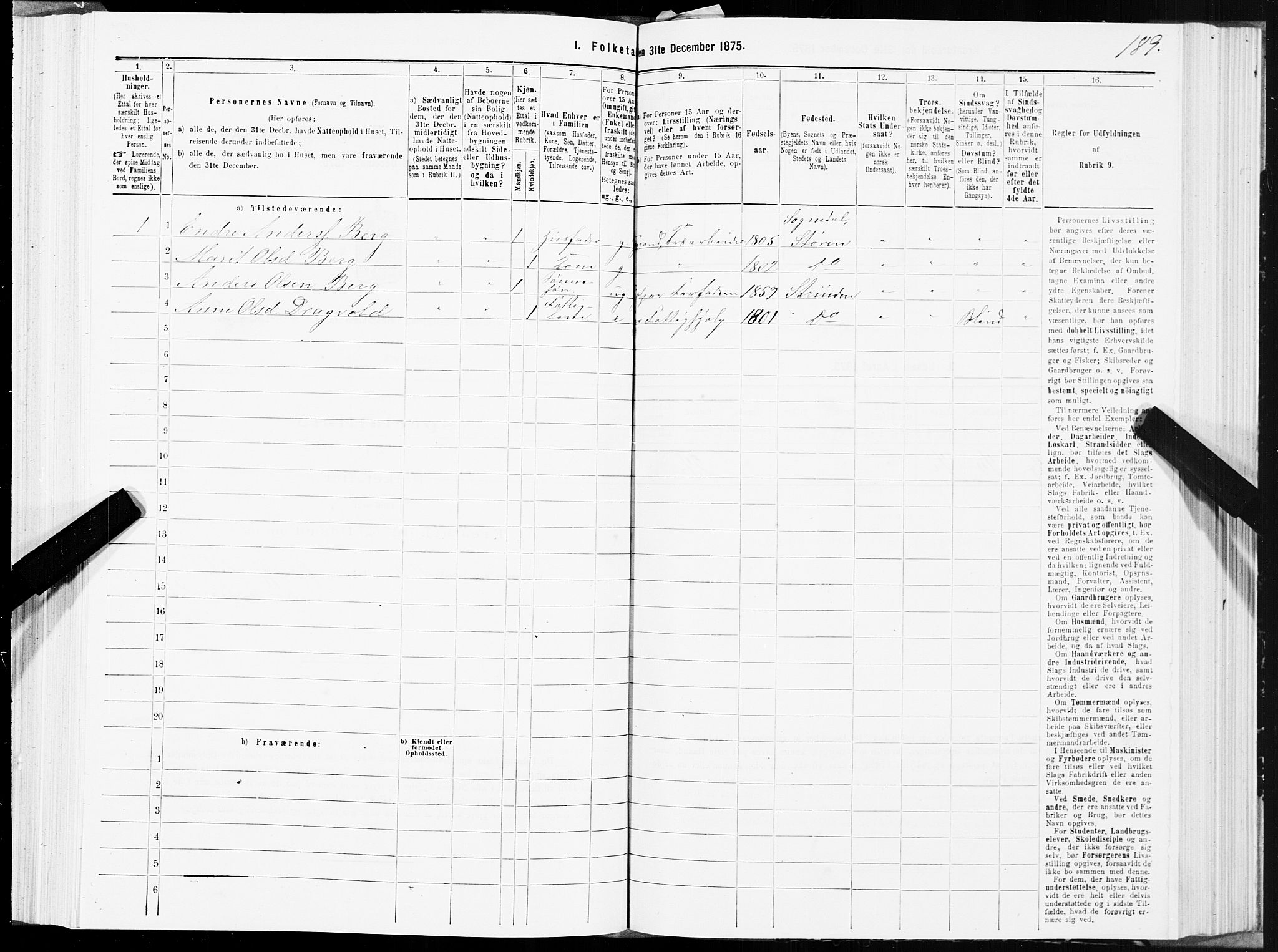 SAT, 1875 census for 1660P Strinda, 1875, p. 3189