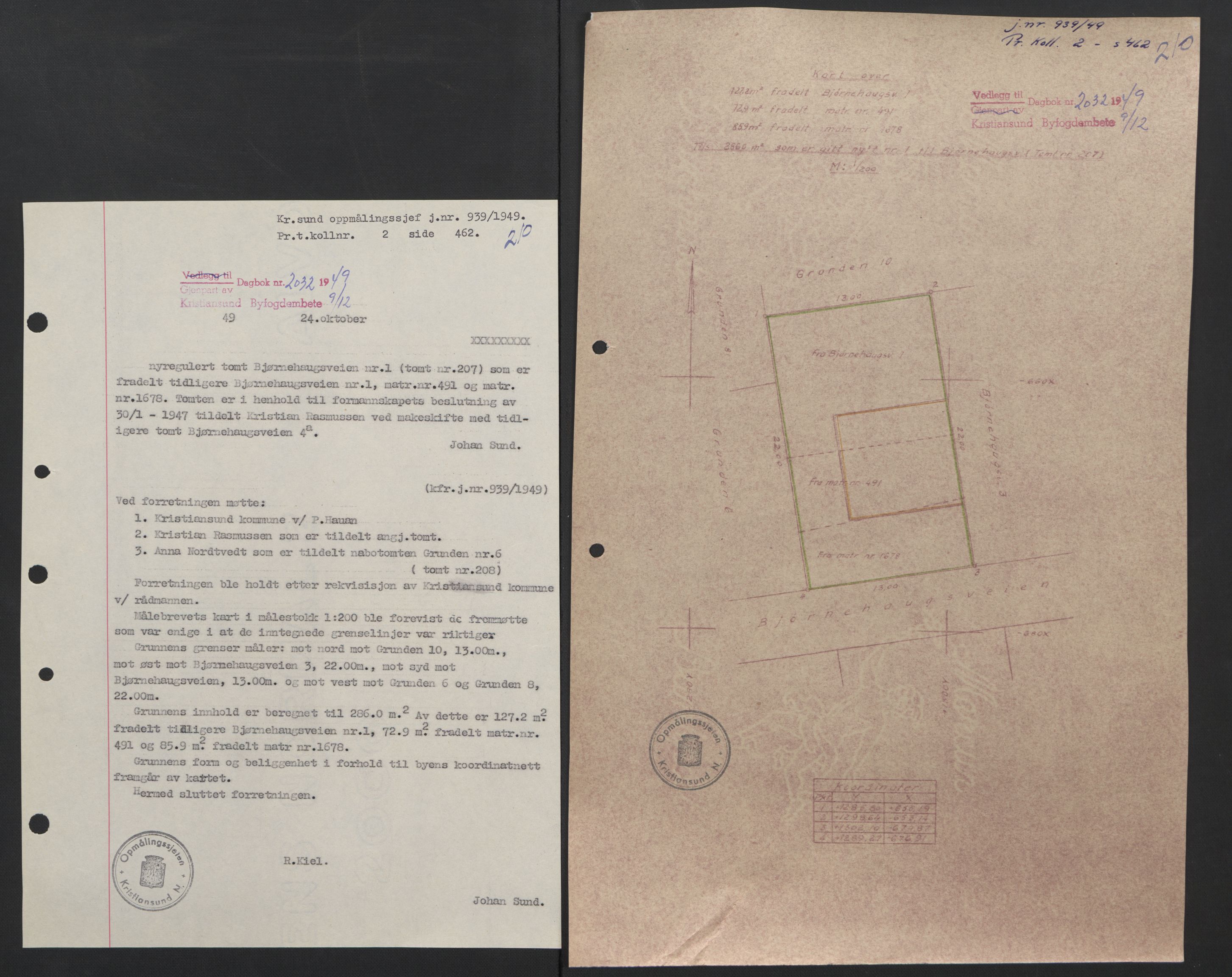 Kristiansund byfogd, AV/SAT-A-4587/A/27: Mortgage book no. 42, 1947-1950, Diary no: : 2032/1949