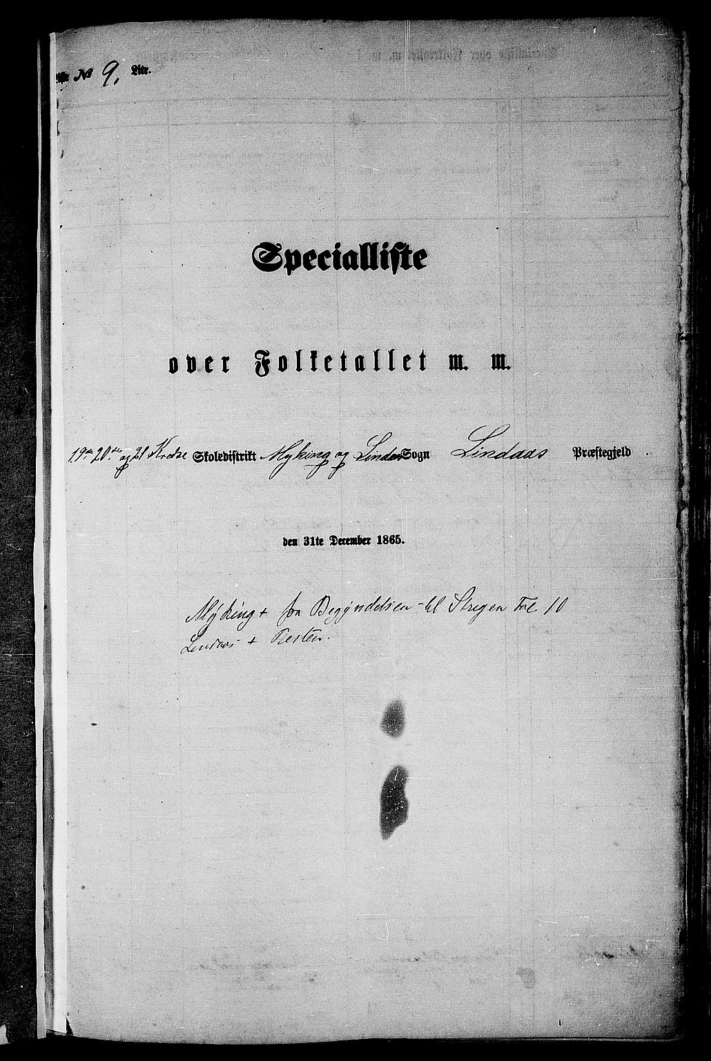 RA, 1865 census for Lindås, 1865, p. 131