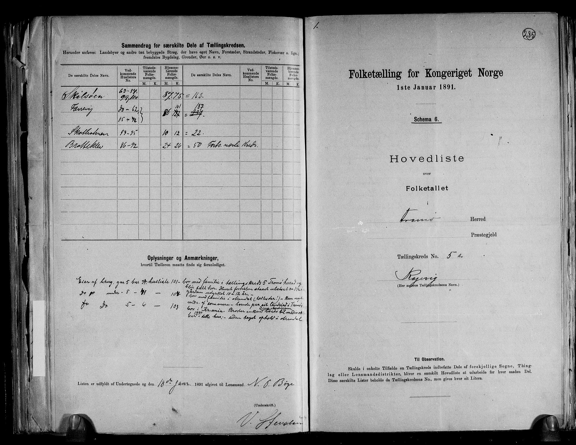 RA, 1891 census for 0921 Tromøy, 1891, p. 14