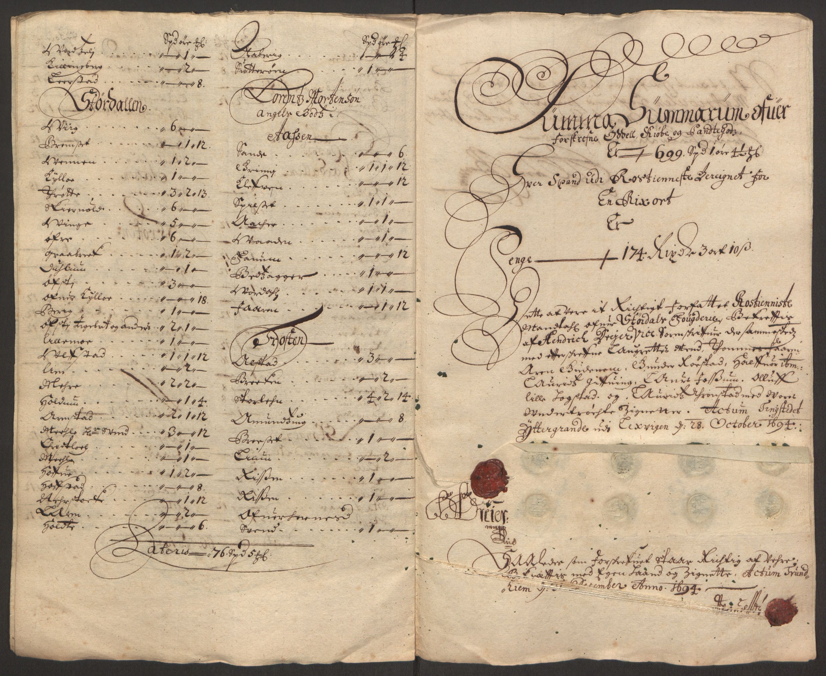 Rentekammeret inntil 1814, Reviderte regnskaper, Fogderegnskap, AV/RA-EA-4092/R62/L4186: Fogderegnskap Stjørdal og Verdal, 1693-1694, p. 229