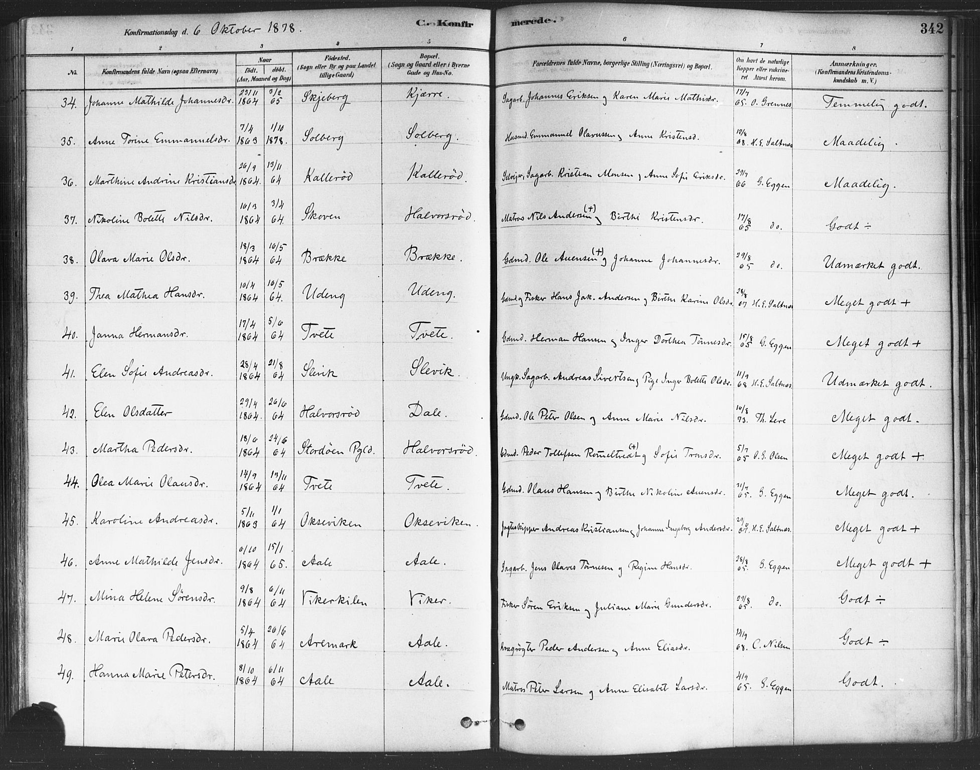 Onsøy prestekontor Kirkebøker, SAO/A-10914/F/Fa/L0005: Parish register (official) no. I 5, 1878-1898, p. 342