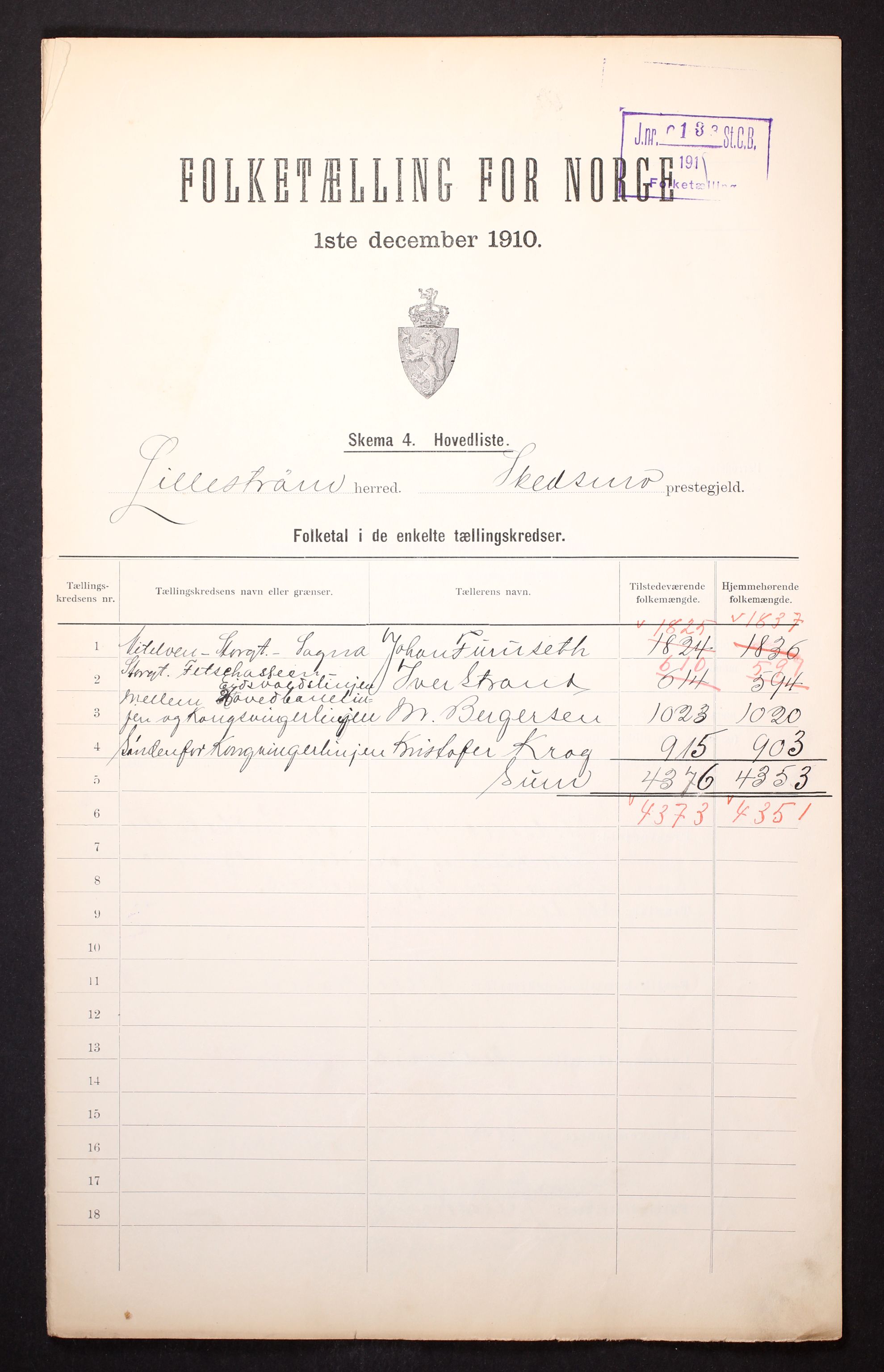 RA, 1910 census for Lillestrøm, 1910, p. 2