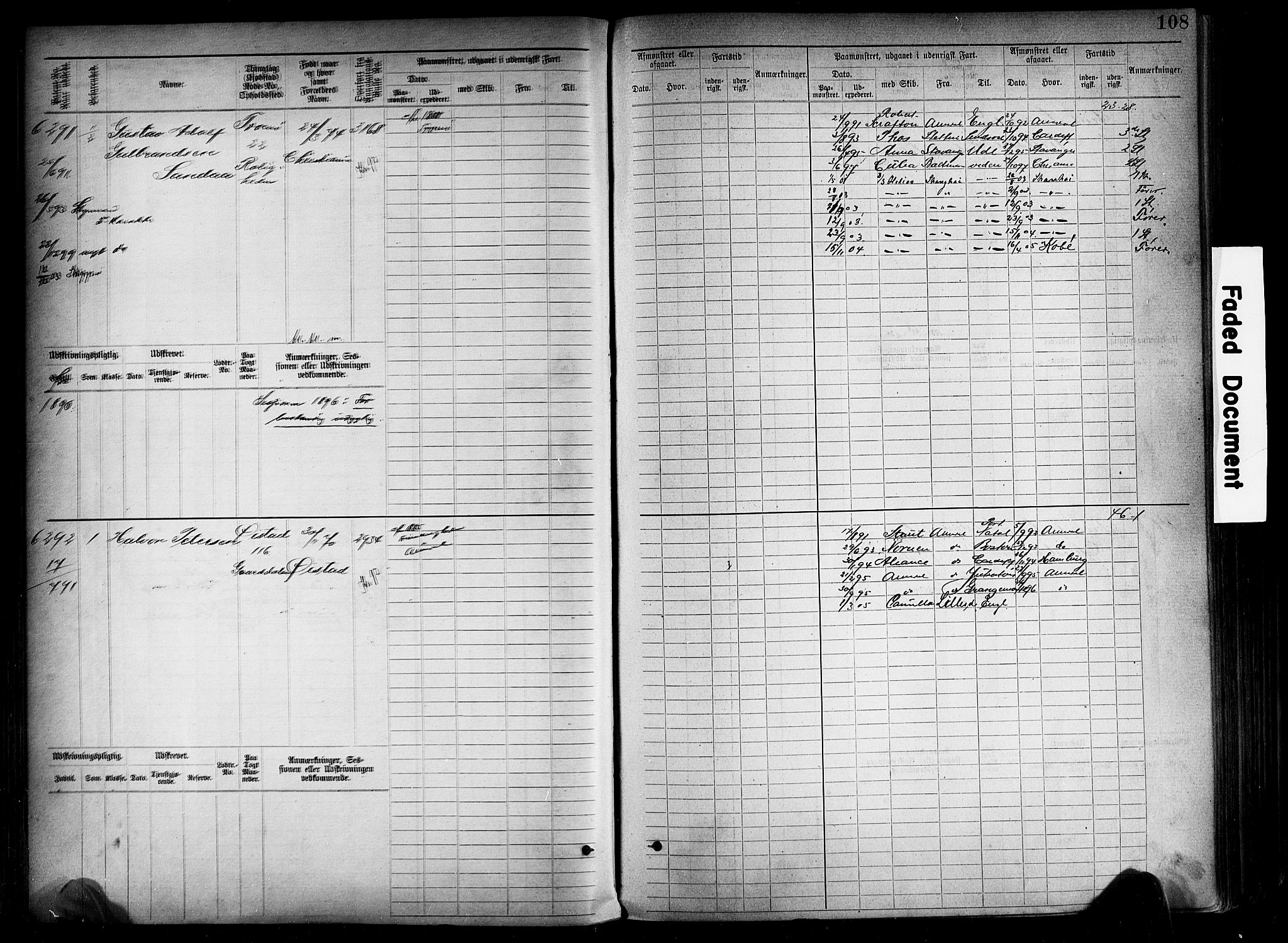 Arendal mønstringskrets, AV/SAK-2031-0012/F/Fb/L0018: Hovedrulle A nr 6077-6849, S-16, 1892-1894, p. 108