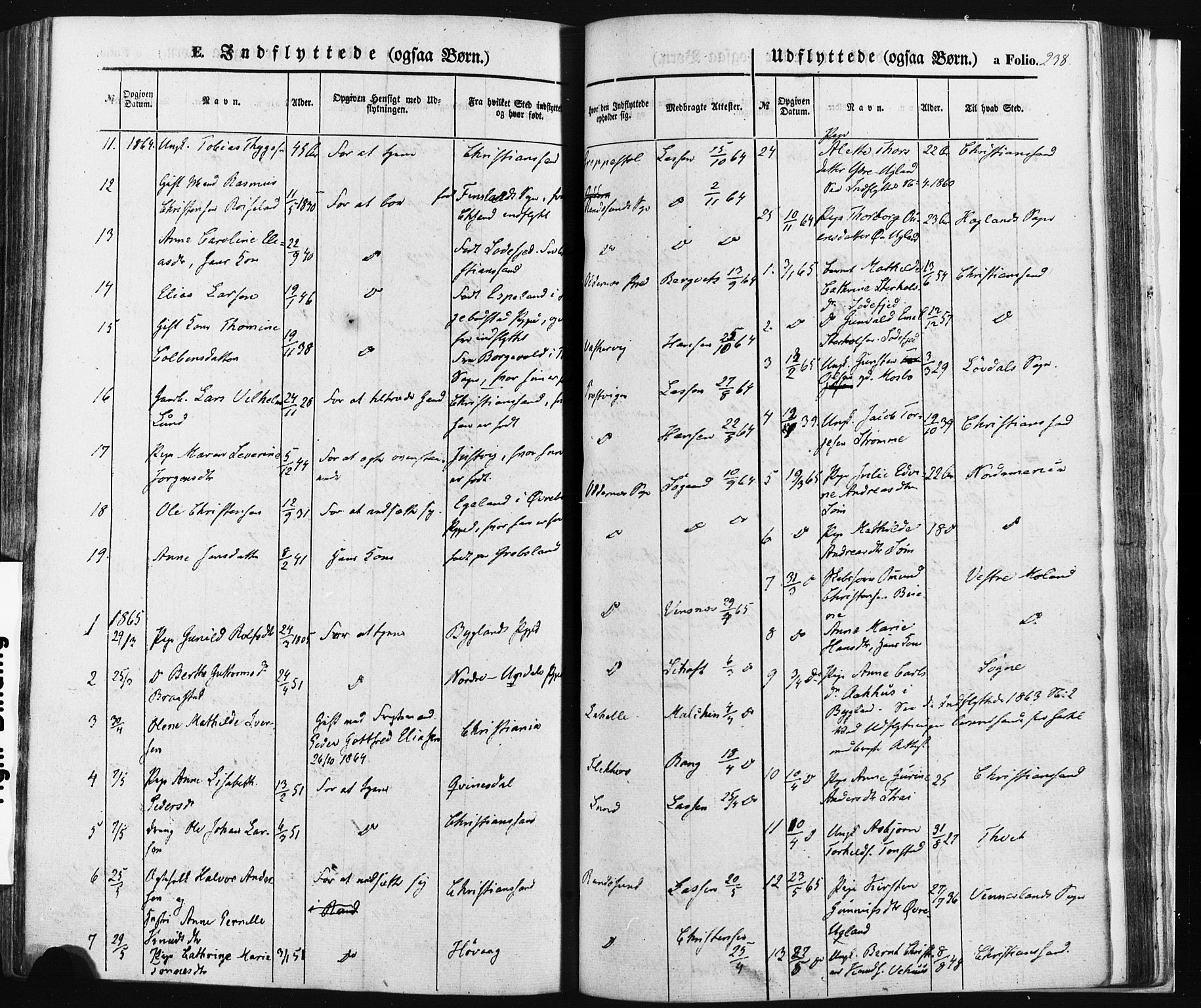 Oddernes sokneprestkontor, SAK/1111-0033/F/Fa/Faa/L0007: Parish register (official) no. A 7, 1851-1863, p. 238
