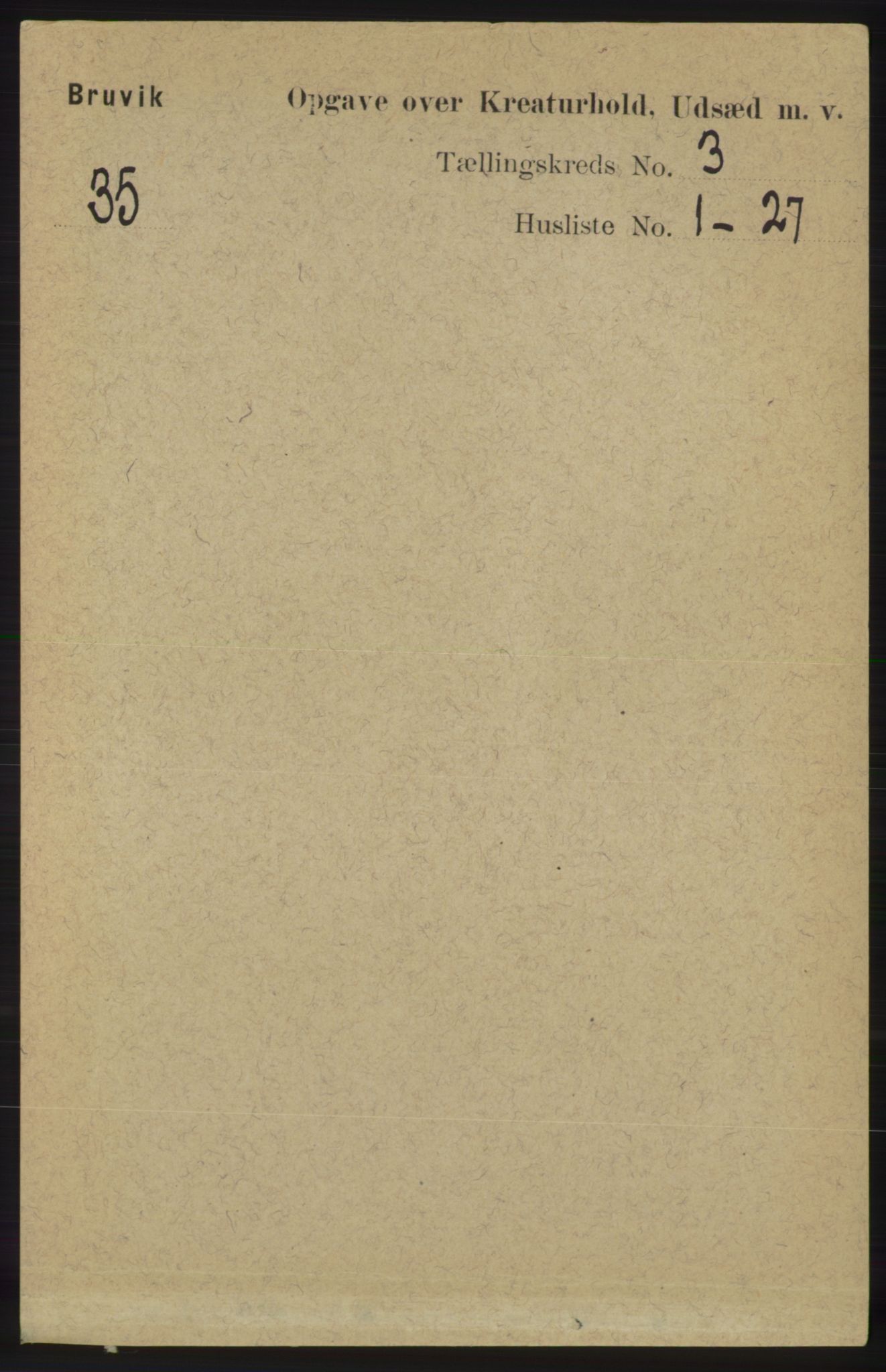 RA, 1891 census for 1251 Bruvik, 1891, p. 4338
