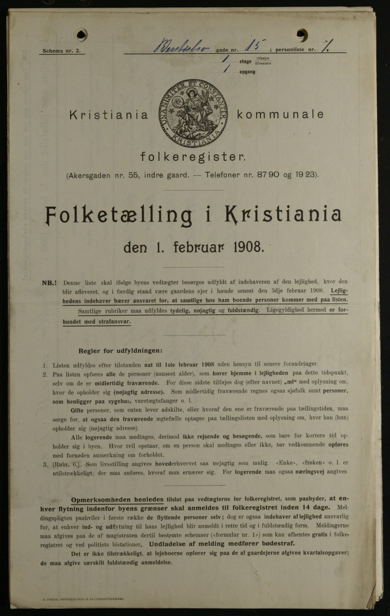 OBA, Municipal Census 1908 for Kristiania, 1908, p. 3534