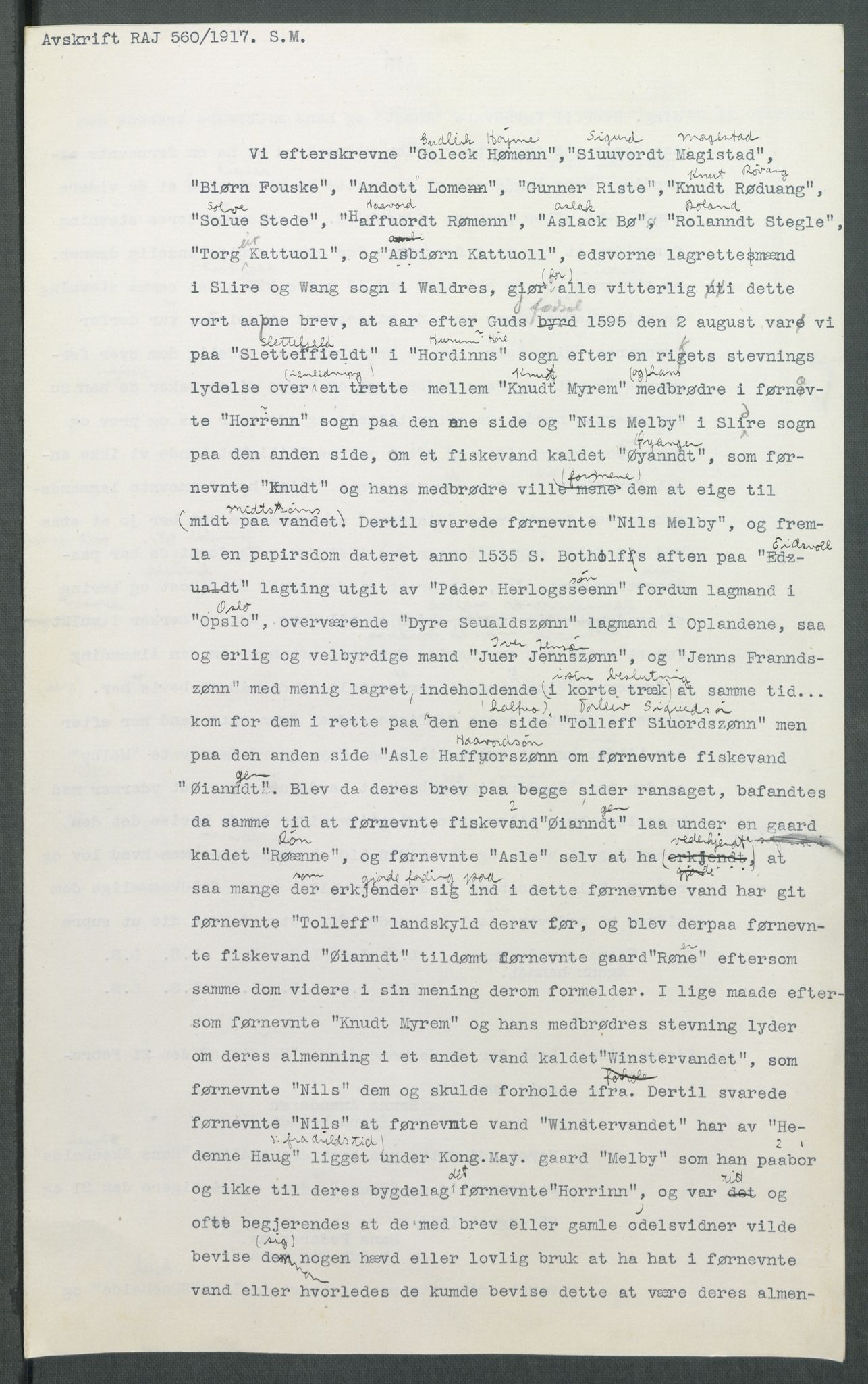 Riksarkivets diplomsamling, AV/RA-EA-5965/F02/L0100: Dokumenter, 1595, p. 20