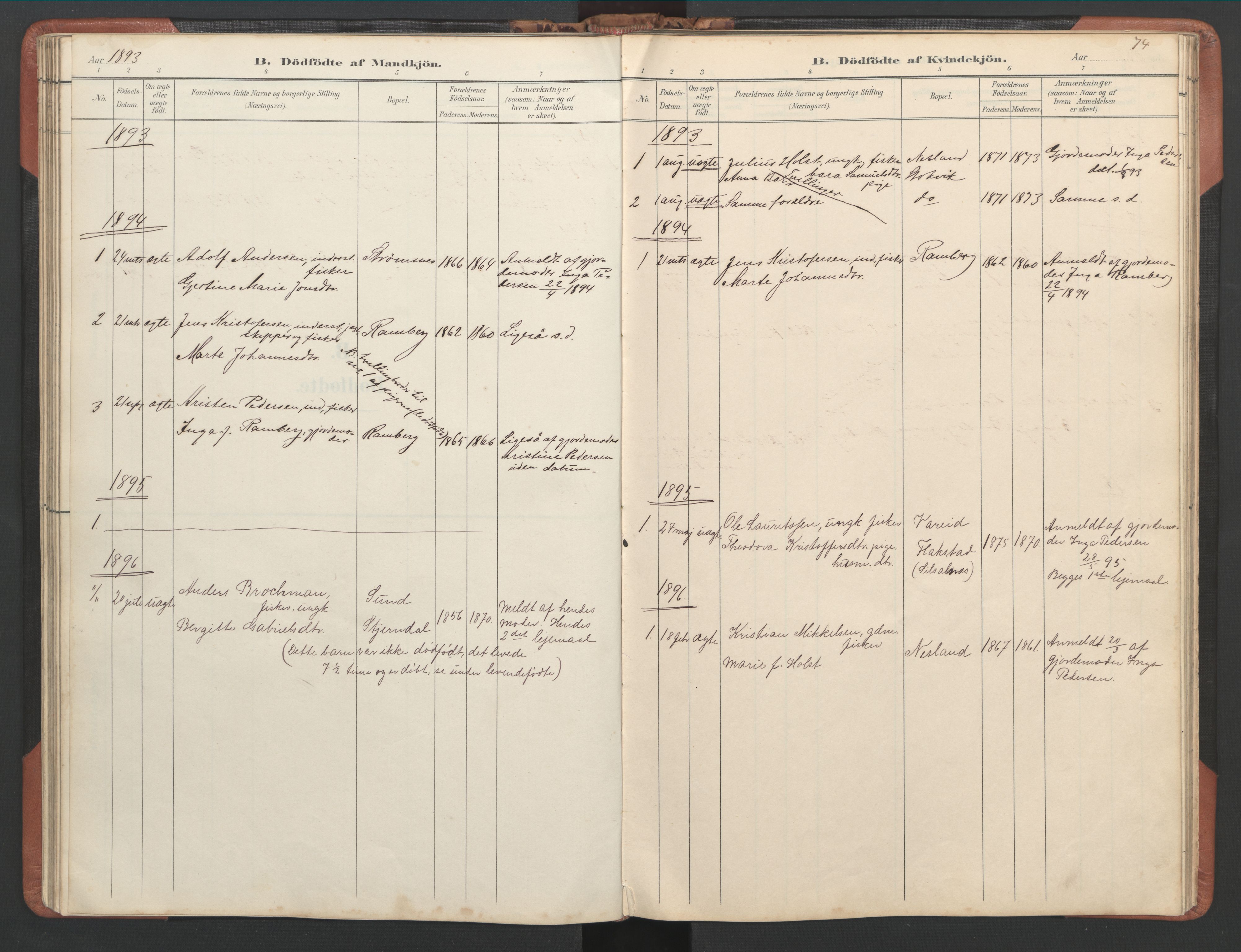 Ministerialprotokoller, klokkerbøker og fødselsregistre - Nordland, AV/SAT-A-1459/885/L1214: Parish register (copy) no. 885C03, 1893-1958, p. 74