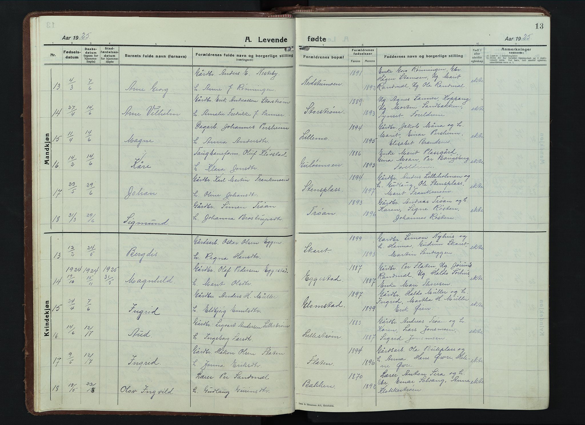 Alvdal prestekontor, AV/SAH-PREST-060/H/Ha/Hab/L0007: Parish register (copy) no. 7, 1924-1945, p. 13