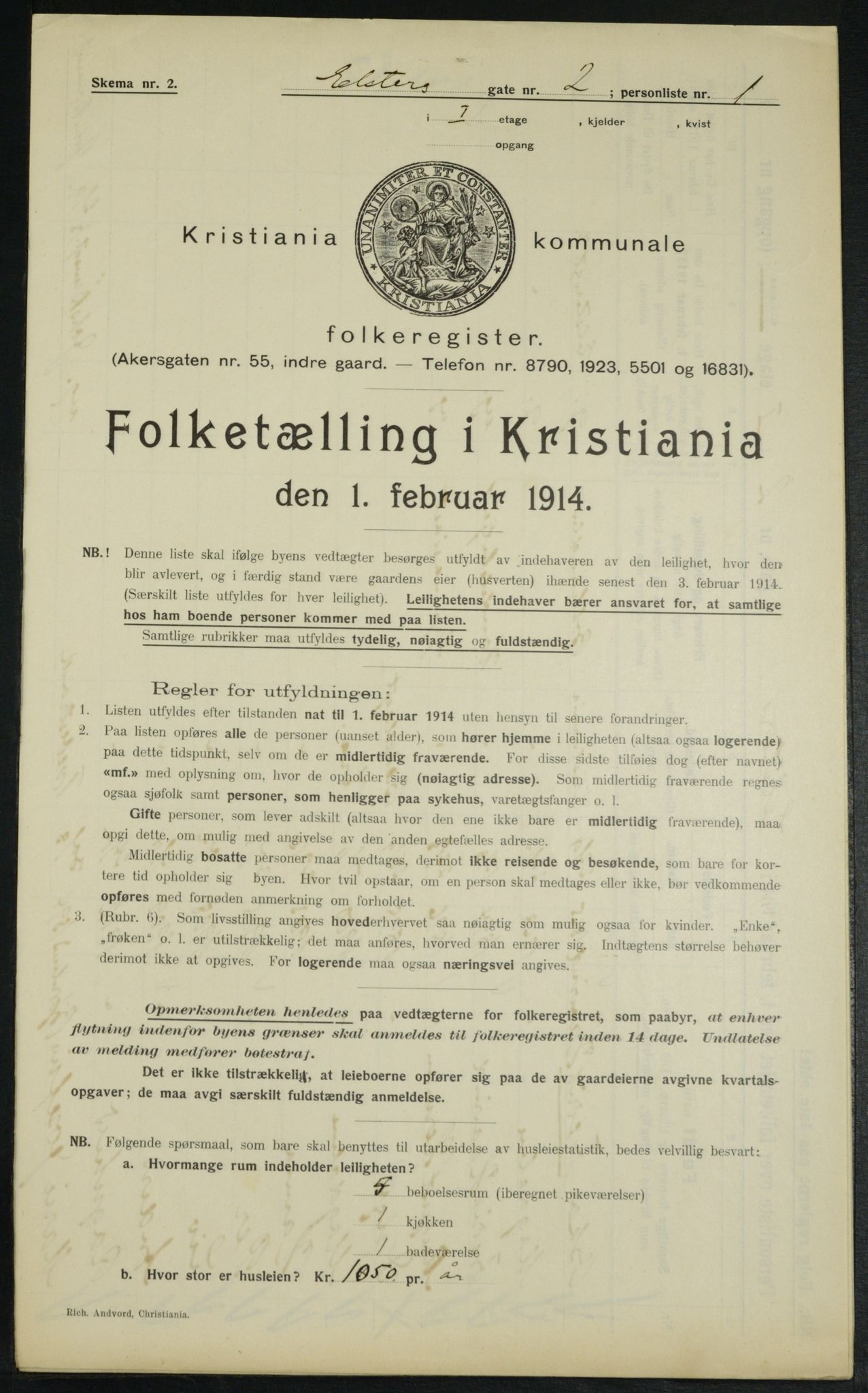 OBA, Municipal Census 1914 for Kristiania, 1914, p. 21037