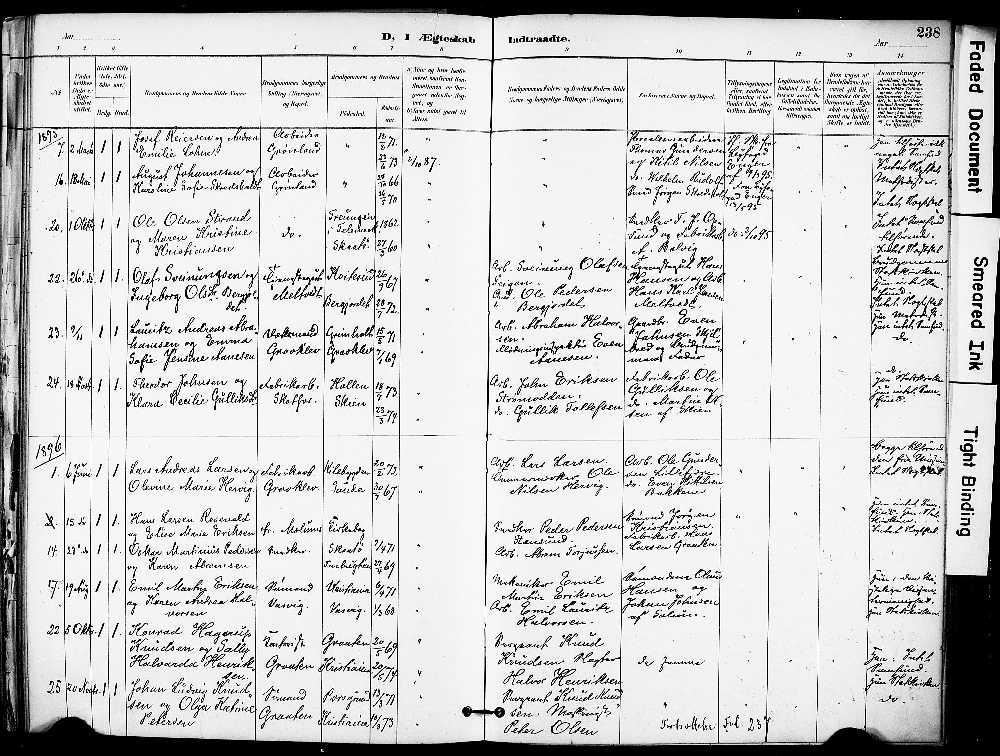 Solum kirkebøker, SAKO/A-306/F/Fa/L0010: Parish register (official) no. I 10, 1888-1898, p. 238