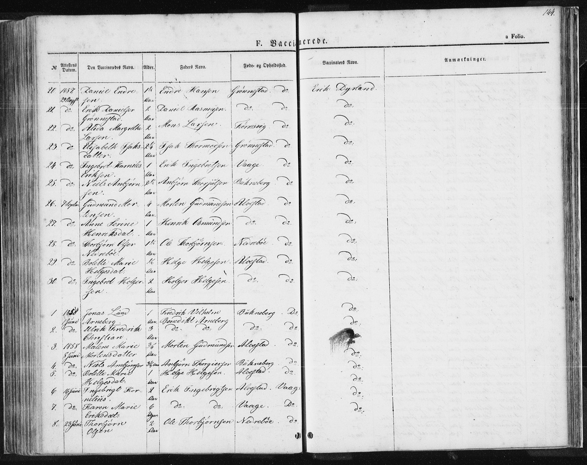 Tysvær sokneprestkontor, AV/SAST-A -101864/H/Ha/Haa/L0004: Parish register (official) no. A 4, 1857-1878, p. 144