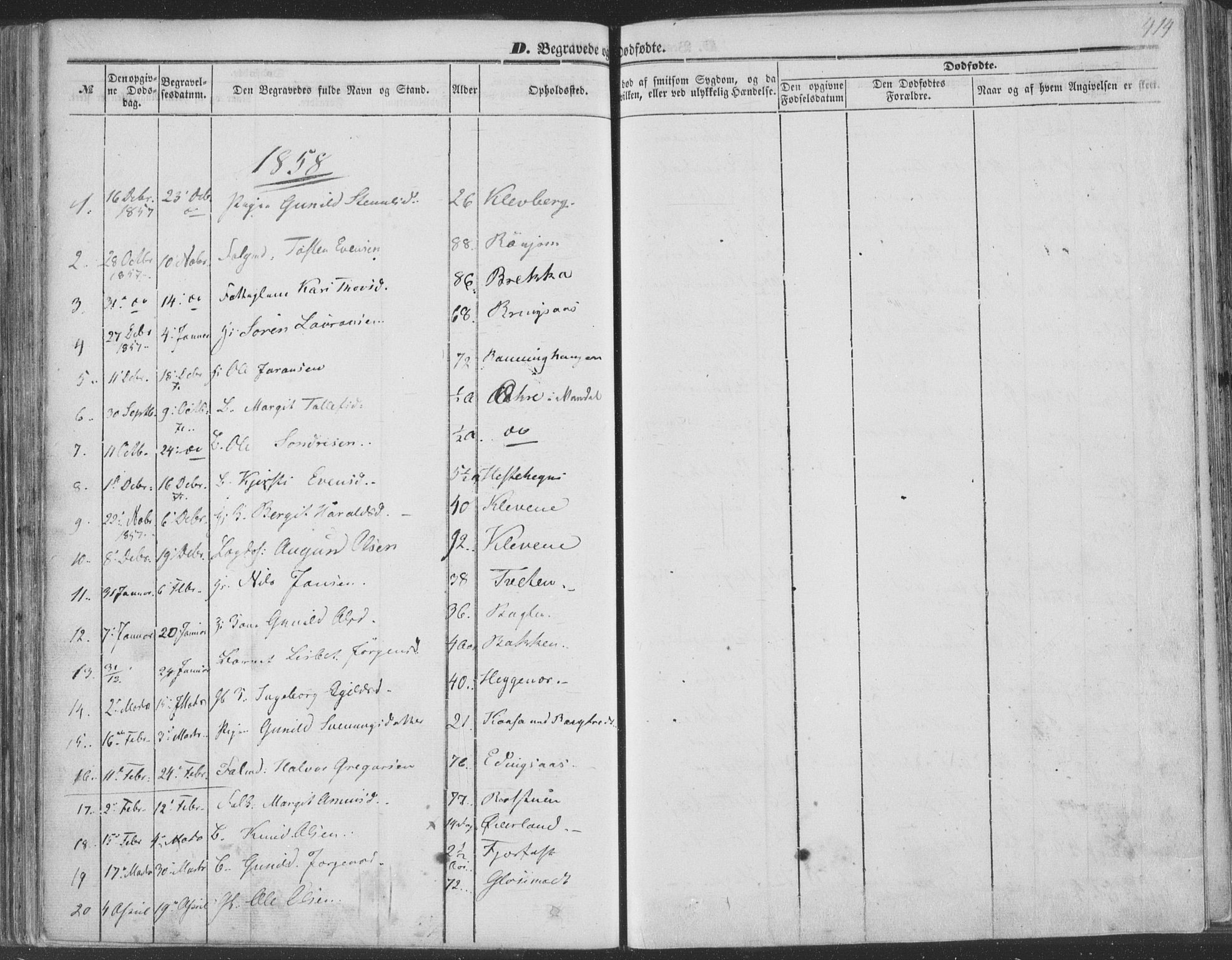 Seljord kirkebøker, AV/SAKO-A-20/F/Fa/L012b: Parish register (official) no. I 12B, 1850-1865, p. 414