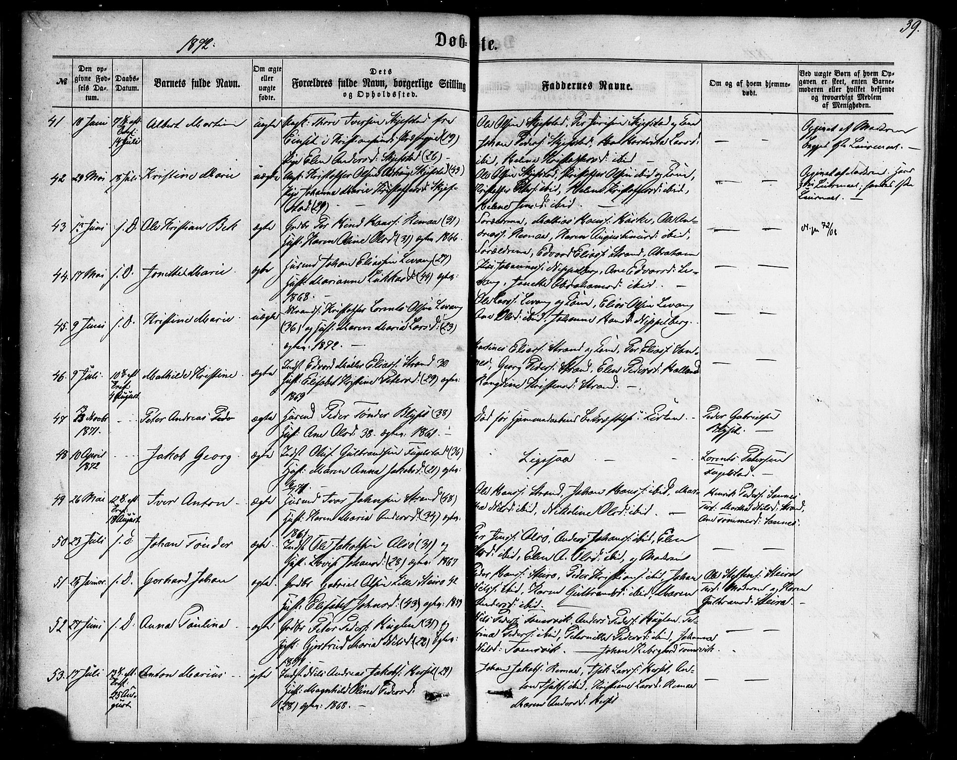 Ministerialprotokoller, klokkerbøker og fødselsregistre - Nordland, AV/SAT-A-1459/838/L0551: Parish register (official) no. 838A09, 1864-1880, p. 39