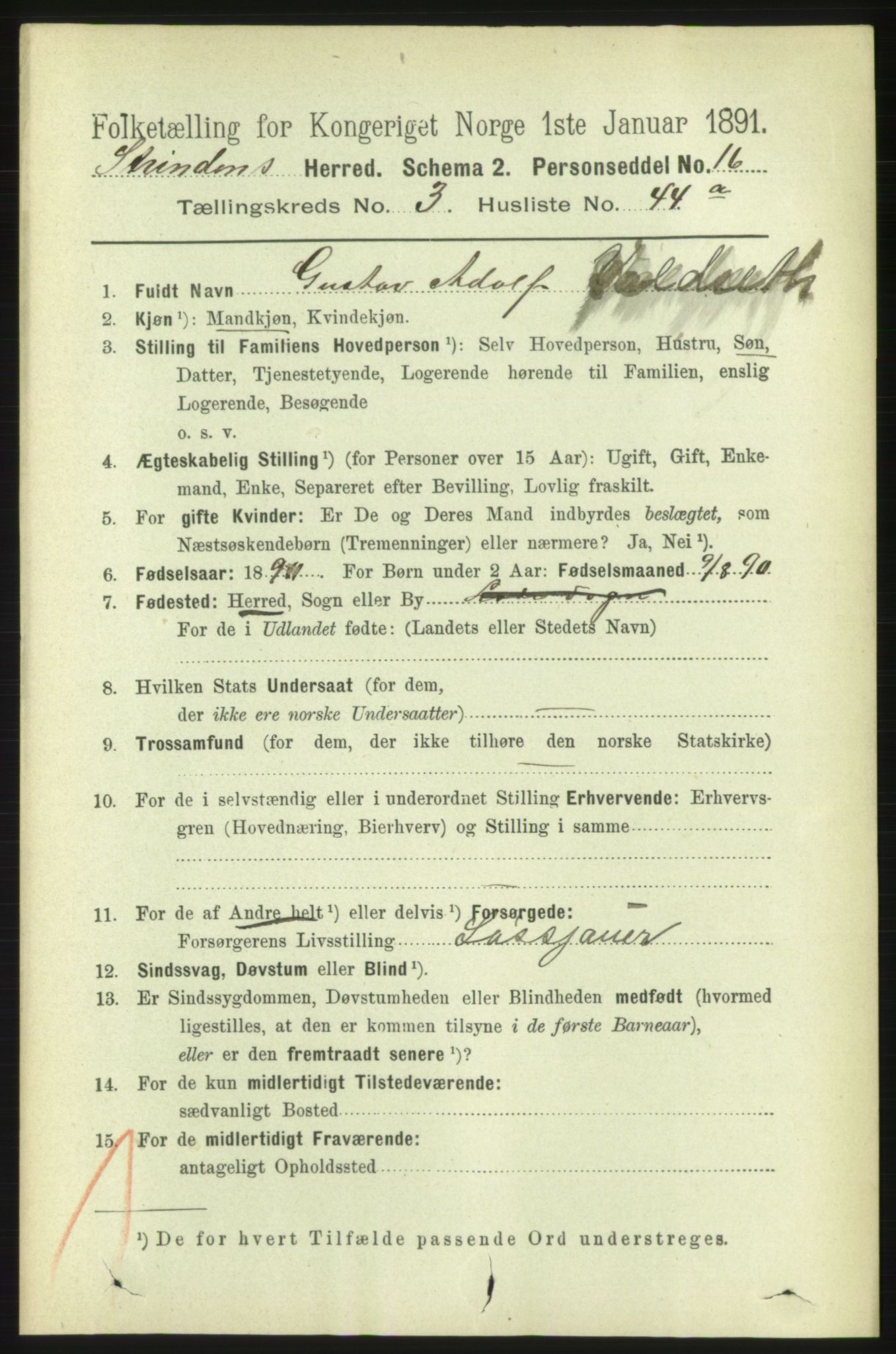 RA, 1891 census for 1660 Strinda, 1891, p. 2702